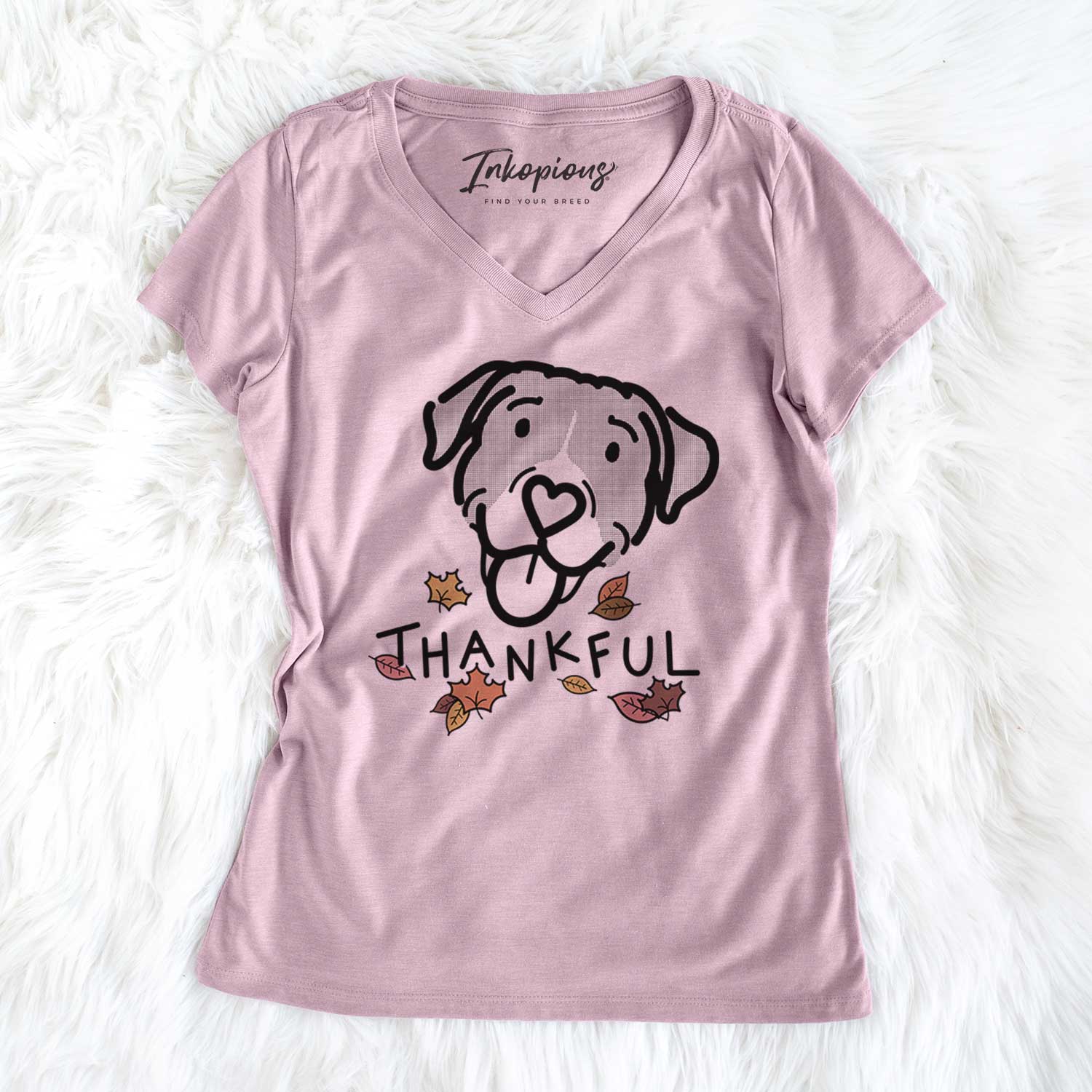 Thankful Pitbull Mix - Shadow - Women's V-neck Shirt