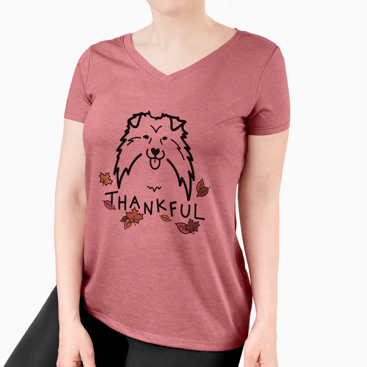 Thankful Shetland Sheepdog - Women's V-neck Shirt