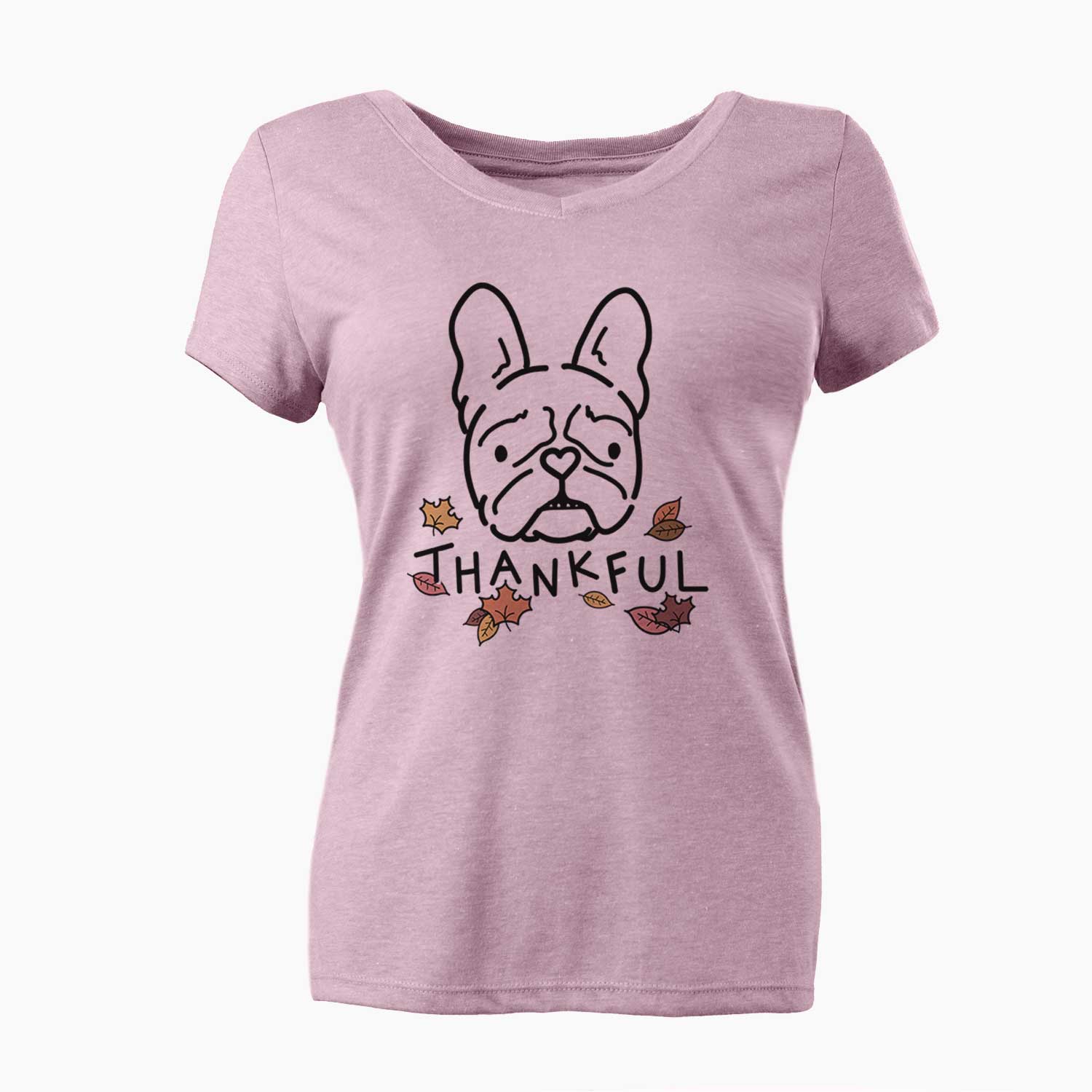 Thankful French Bulldog - Squishy - Women's V-neck Shirt