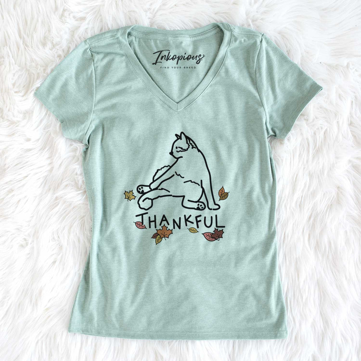 Thankful Cat - Tom - Women&#39;s V-neck Shirt