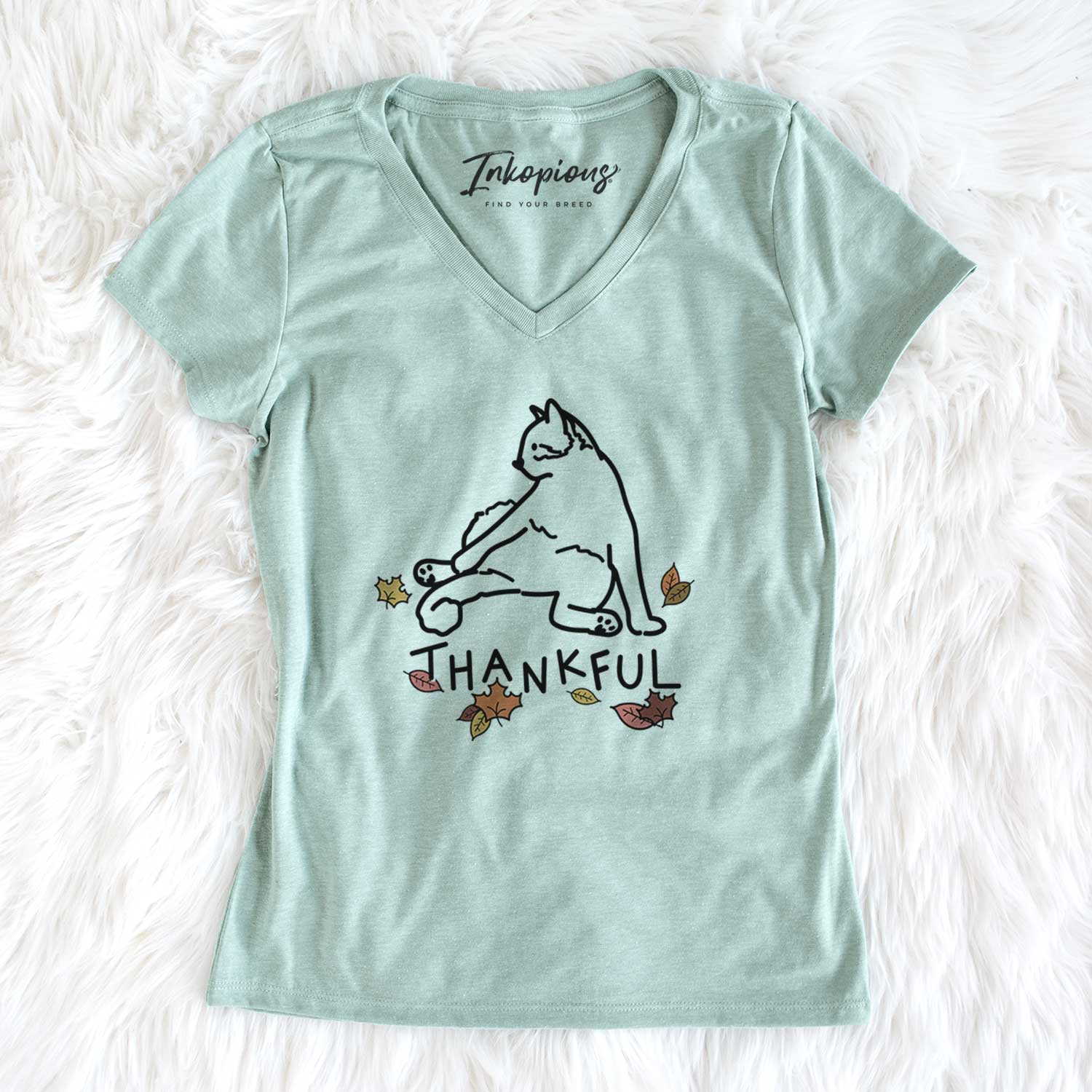 Thankful Cat - Tom - Women's V-neck Shirt