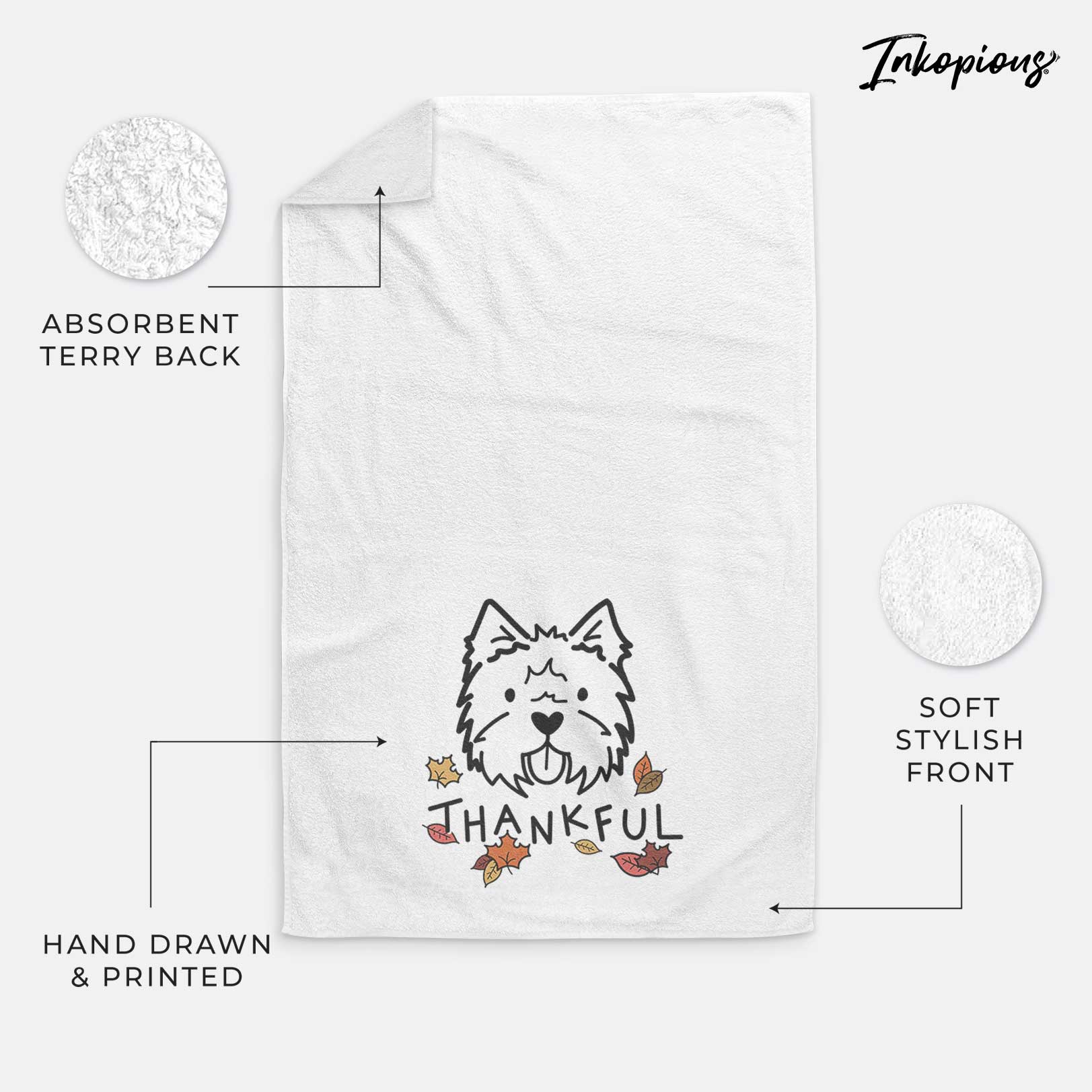 Thankful West Highland Terrier - Decorative Hand Towel