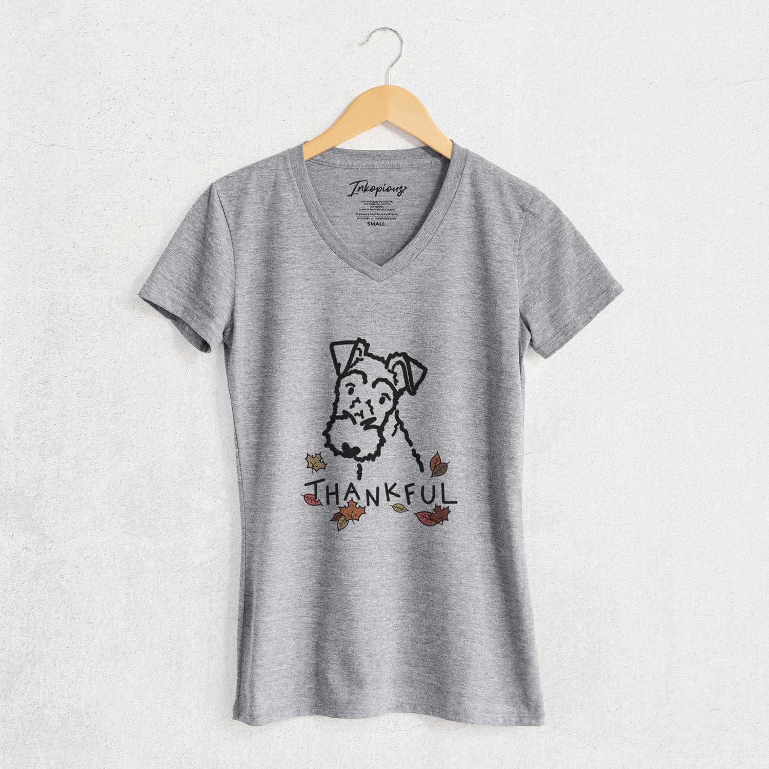 Thankful Wire Fox Terrier - Women's V-neck Shirt