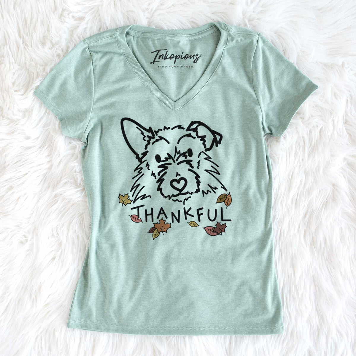 Thankful Terrier Mix - Ziggy - Women&#39;s V-neck Shirt