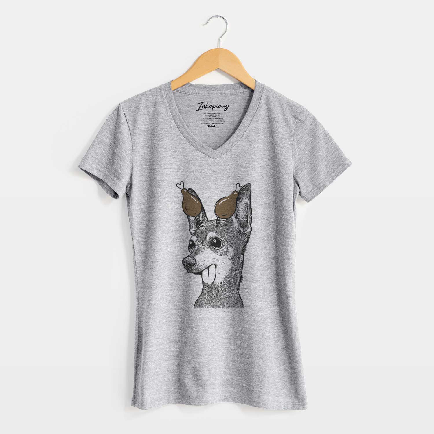 Thanksgiving Aaron the Chihuahua - Women's V-neck Shirt