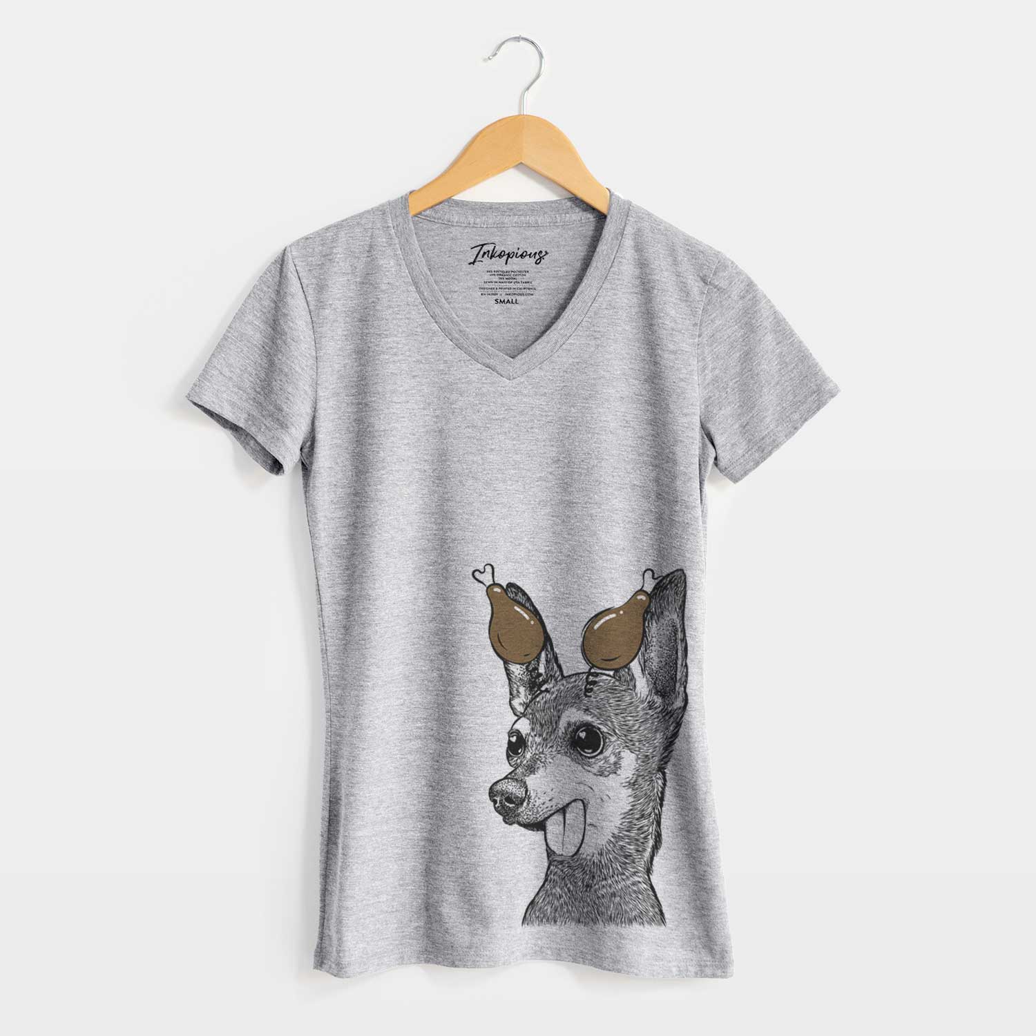 Thanksgiving Aaron the Chihuahua - Women's V-neck Shirt