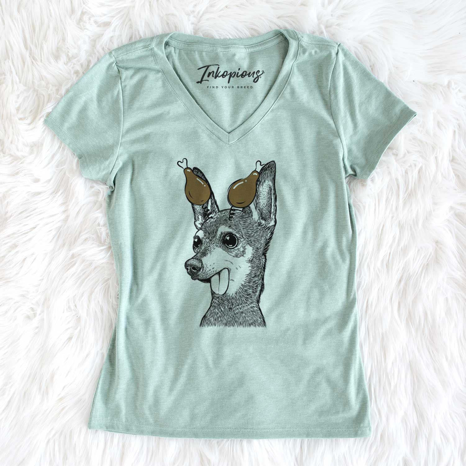 Thanksgiving Aaron the Chihuahua - Women's V-neck Shirt