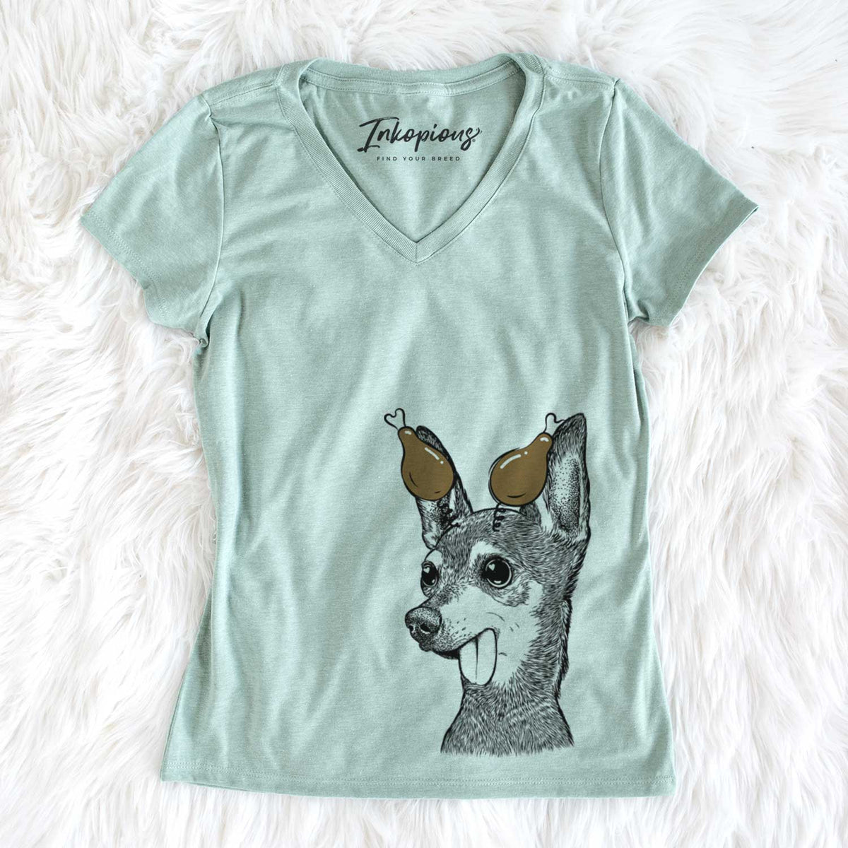 Thanksgiving Aaron the Chihuahua - Women&#39;s V-neck Shirt