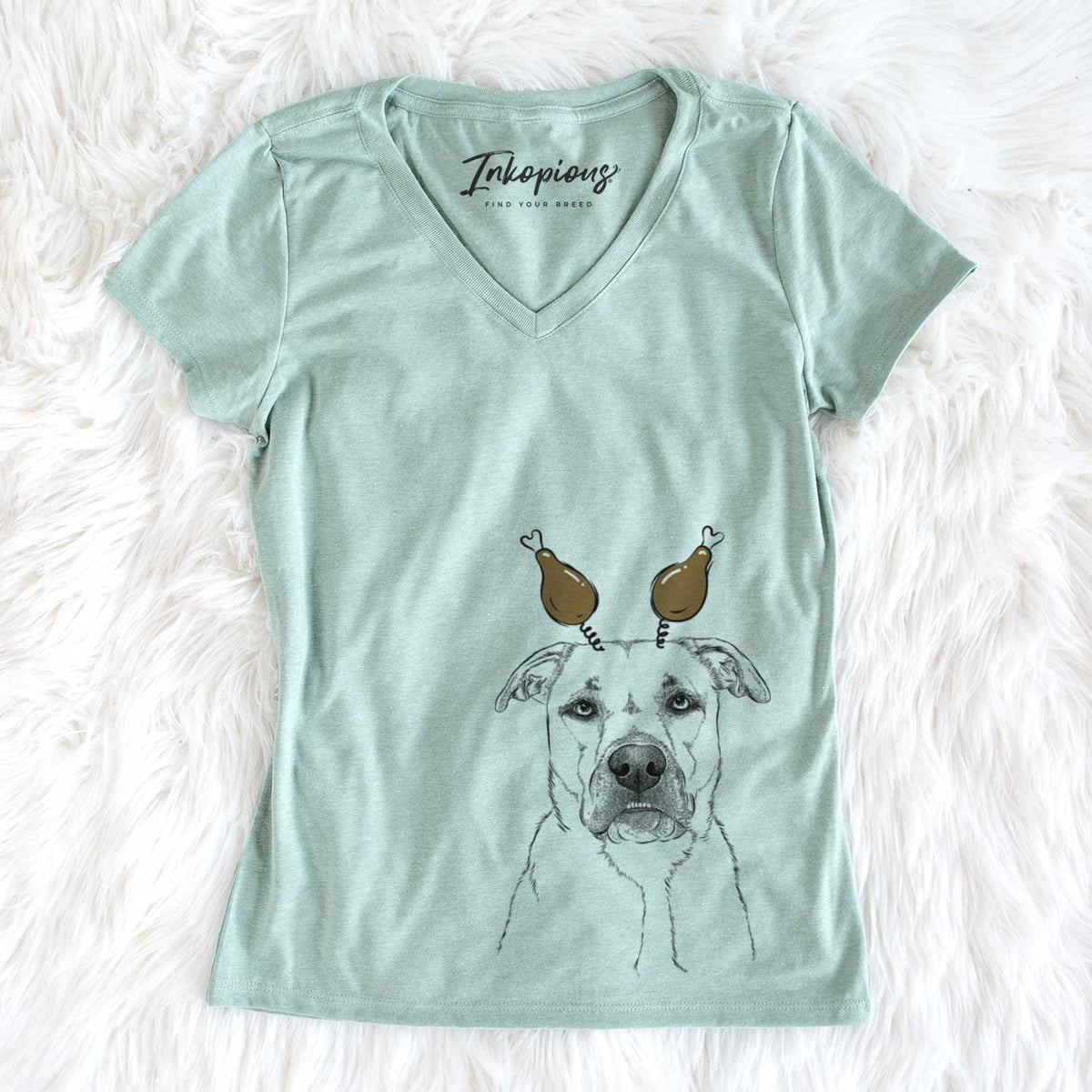 Thanksgiving Abby the Boxer Beagle Mix - Women&#39;s V-neck Shirt