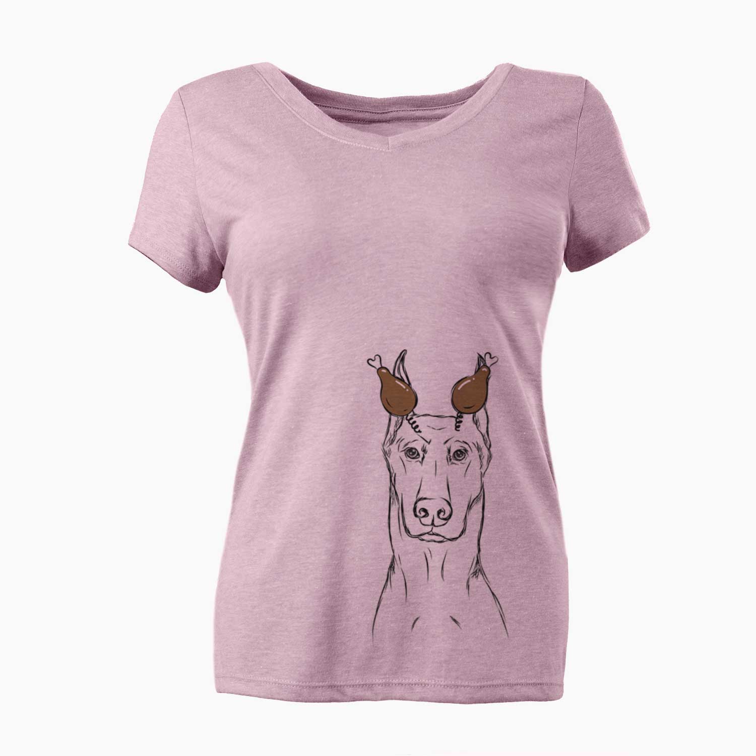 Thanksgiving Ace the Doberman Pinscher - Women's V-neck Shirt