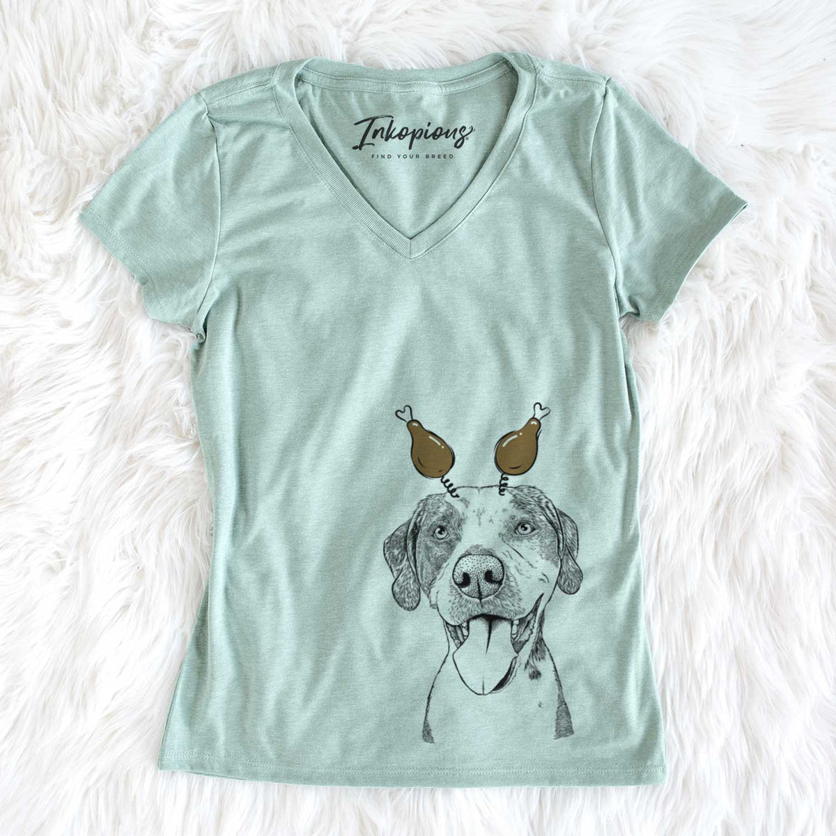 Thanksgiving Ace Boogie the Mixed Breed - Women&#39;s V-neck Shirt