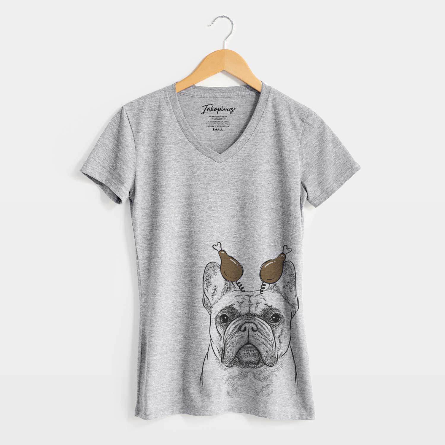 Thanksgiving Acelynn the French Bulldog - Women's V-neck Shirt