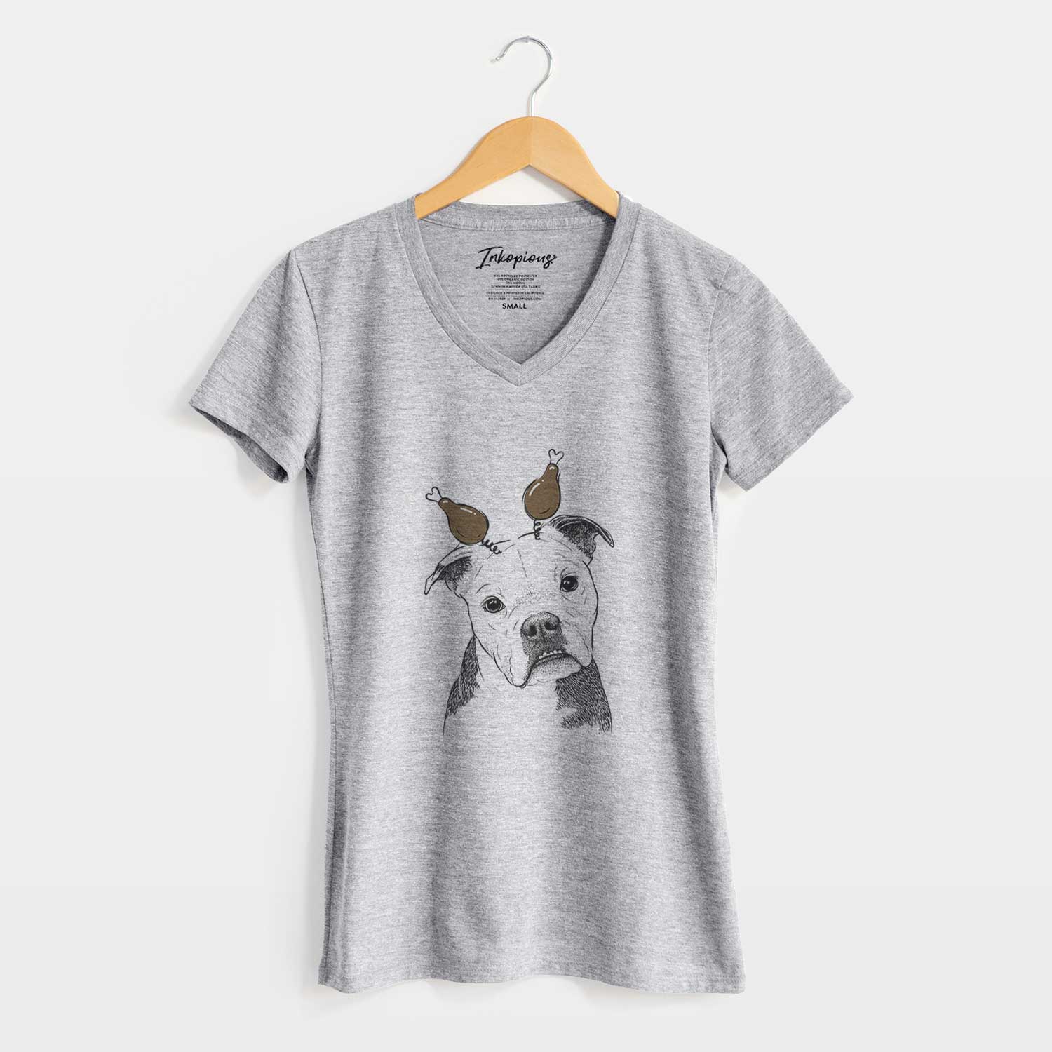 Thanksgiving Aggy the Olde English Bulldogge - Women's V-neck Shirt