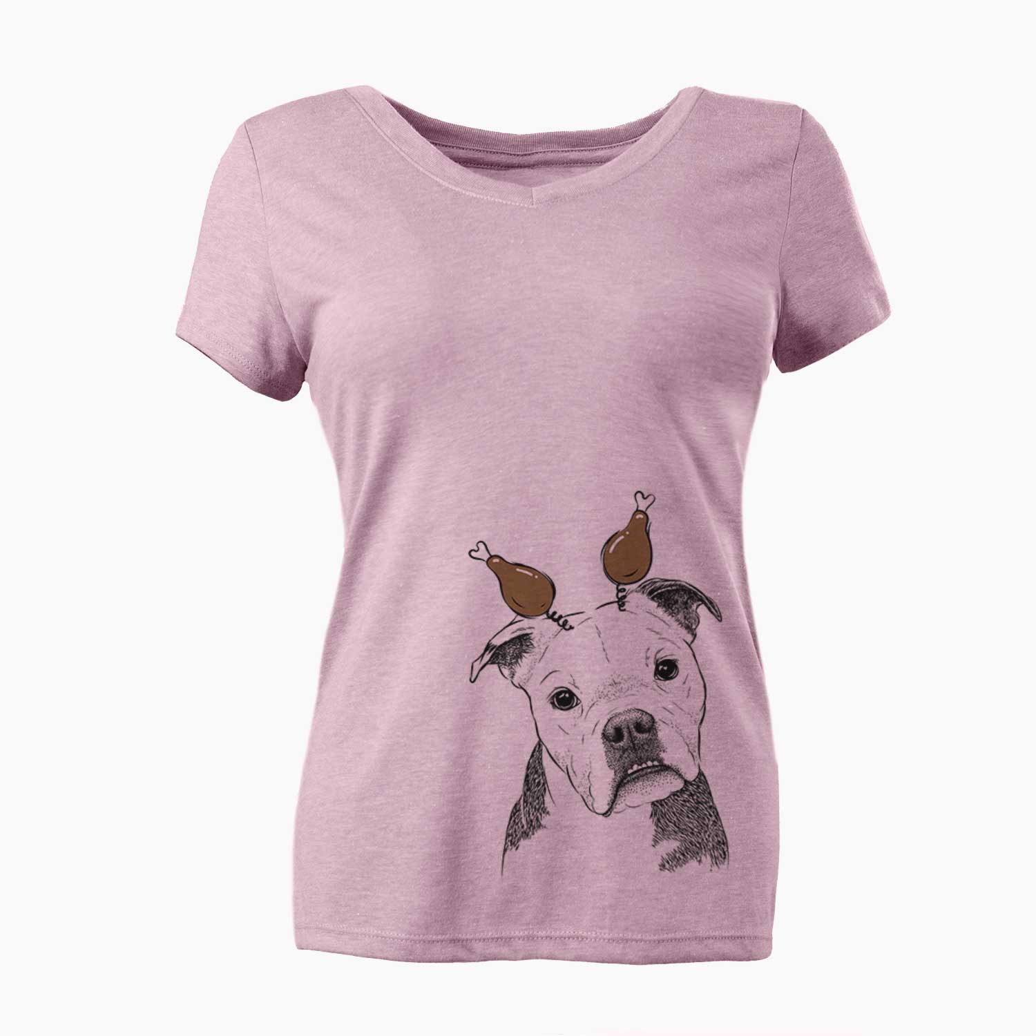 Thanksgiving Aggy the Olde English Bulldogge - Women's V-neck Shirt