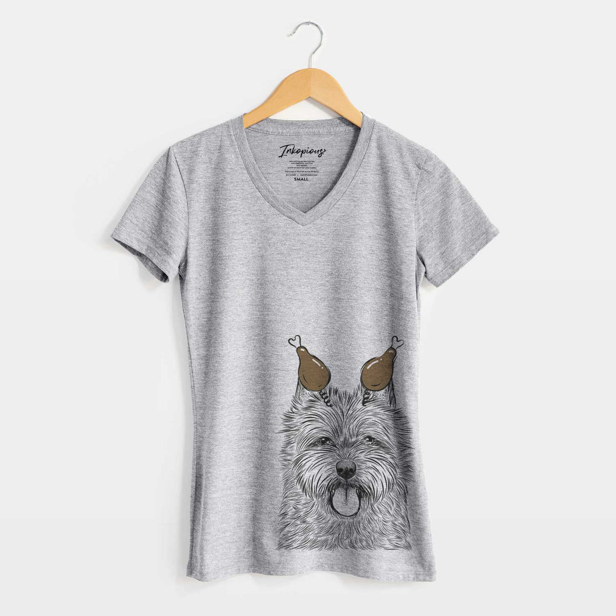 Thanksgiving Alfie the Norwich Terrier - Women's V-neck Shirt