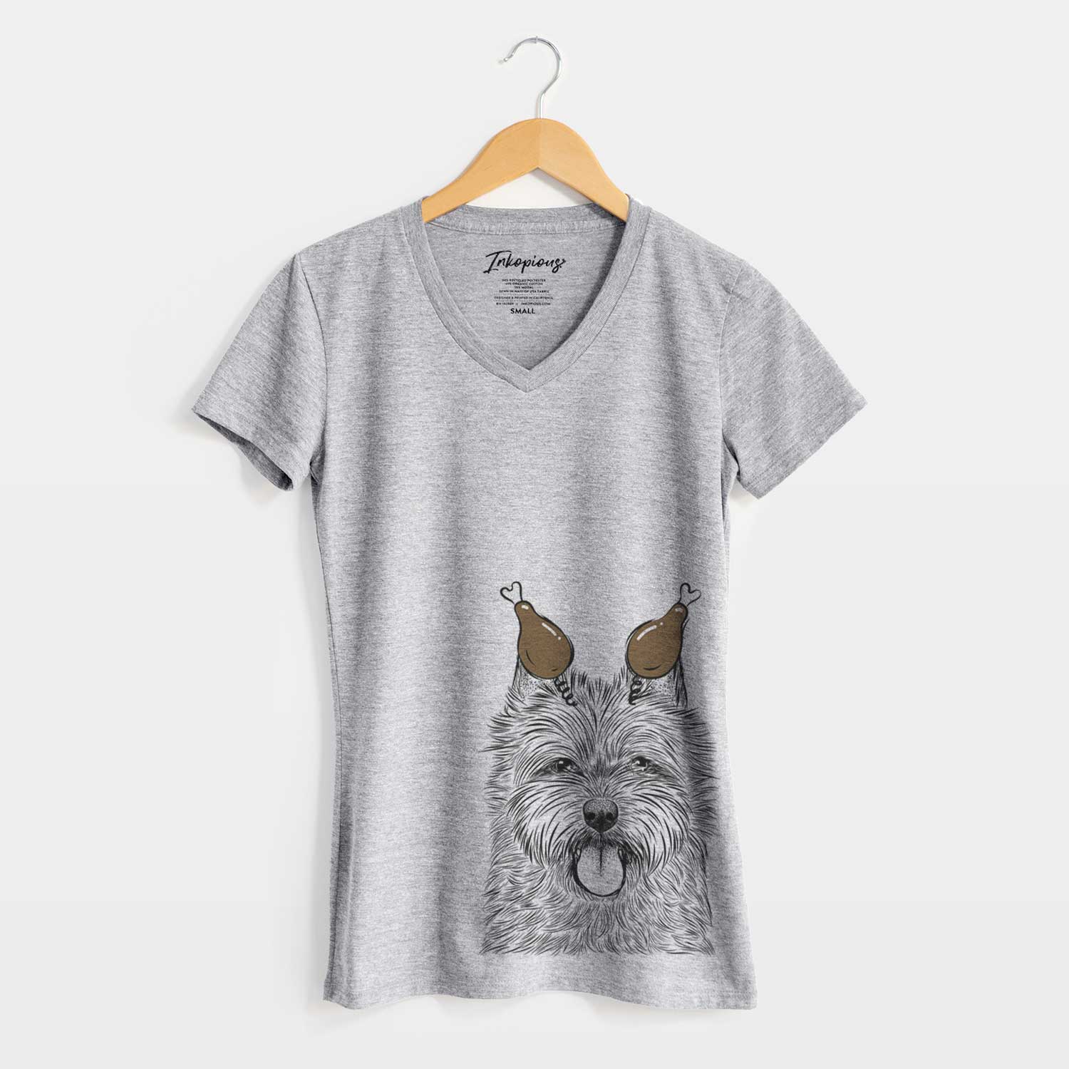 Thanksgiving Alfie the Norwich Terrier - Women's V-neck Shirt