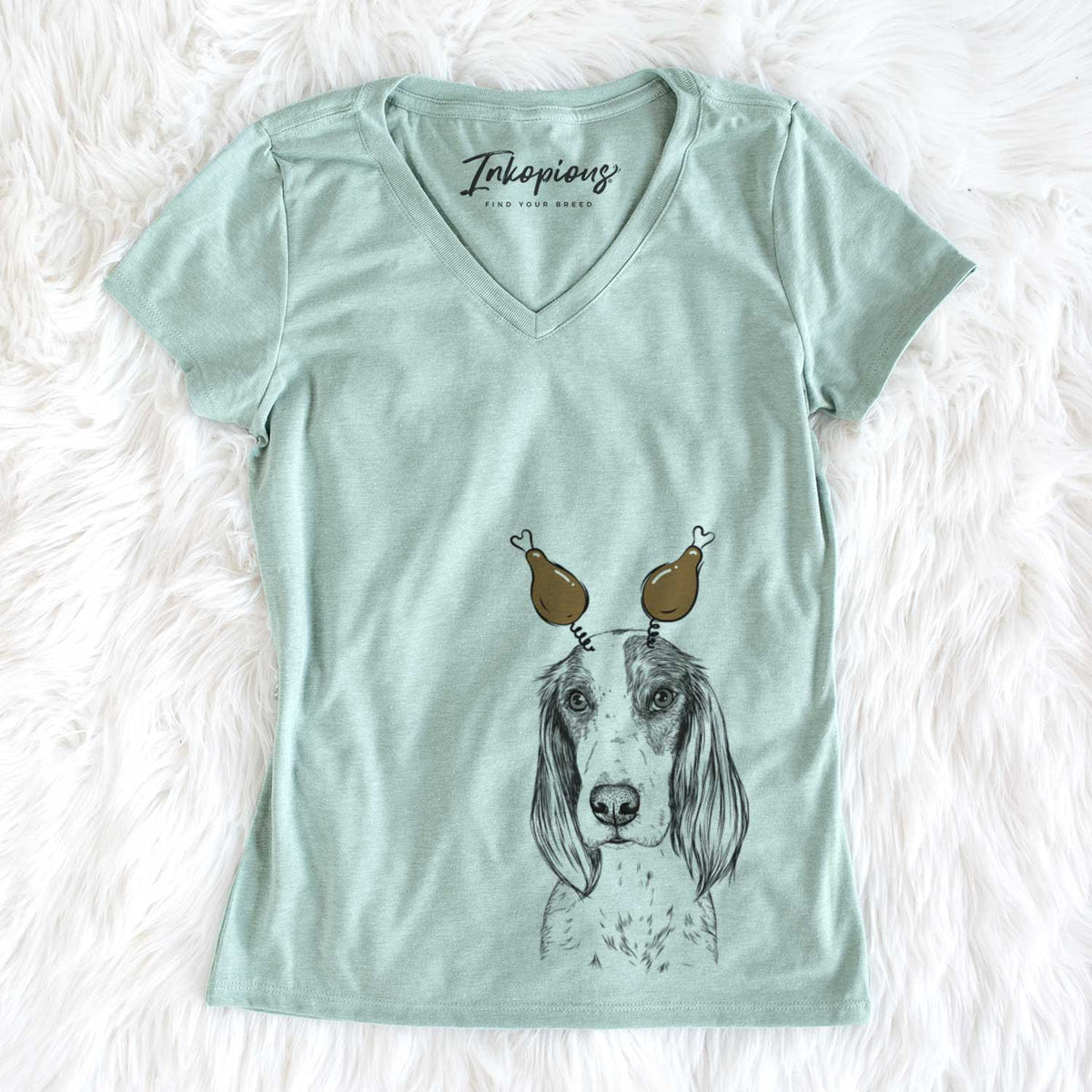 Thanksgiving Aline the Irish Red and White Setter - Women&#39;s V-neck Shirt