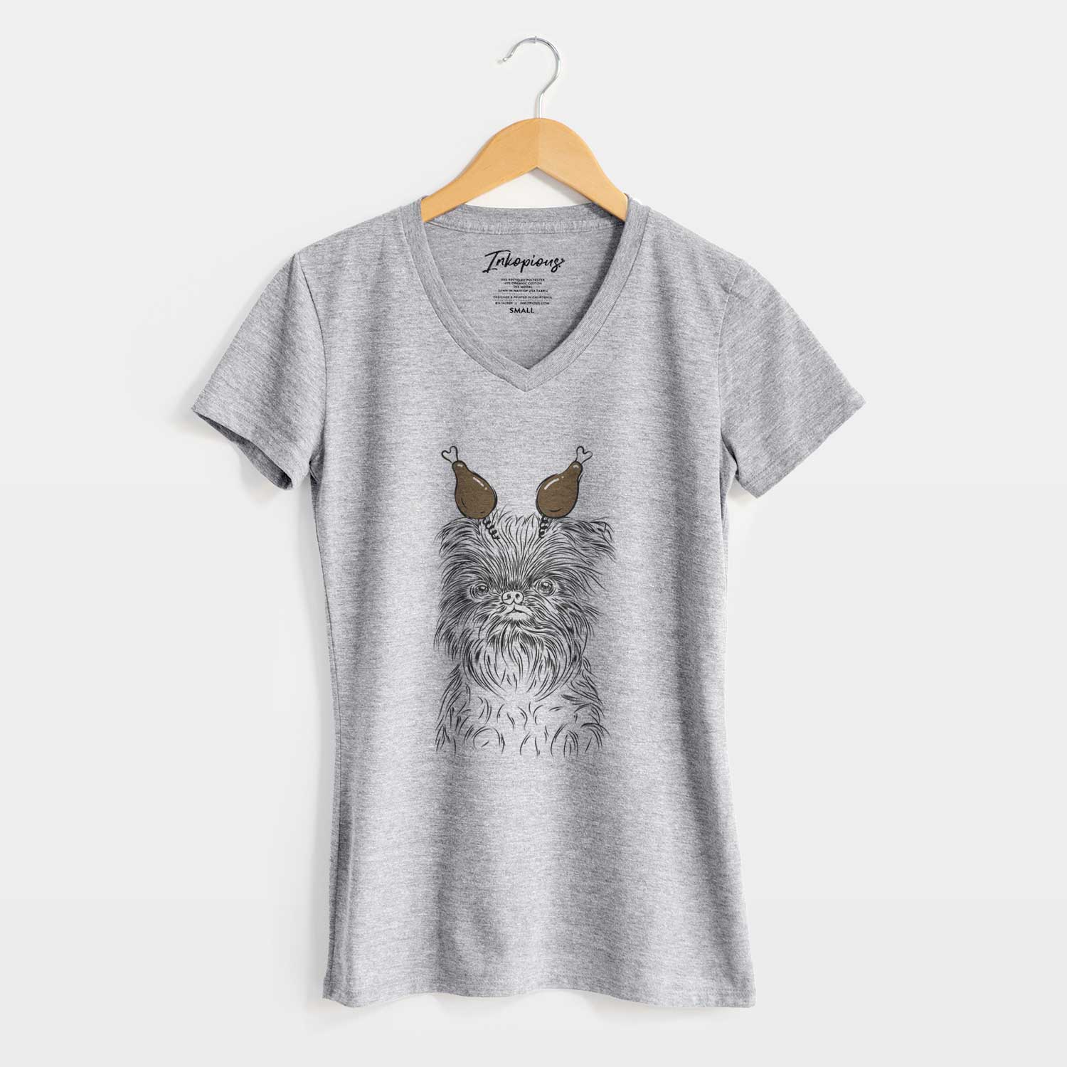 Thanksgiving Alo the Brussels Griffon - Women's V-neck Shirt