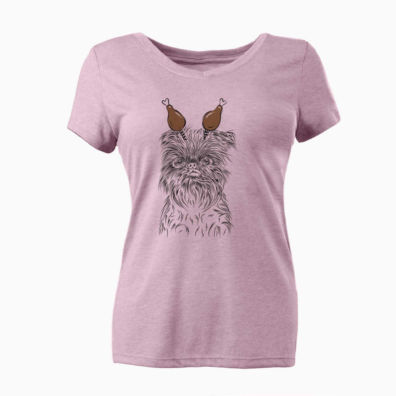 Thanksgiving Alo the Brussels Griffon - Women's V-neck Shirt