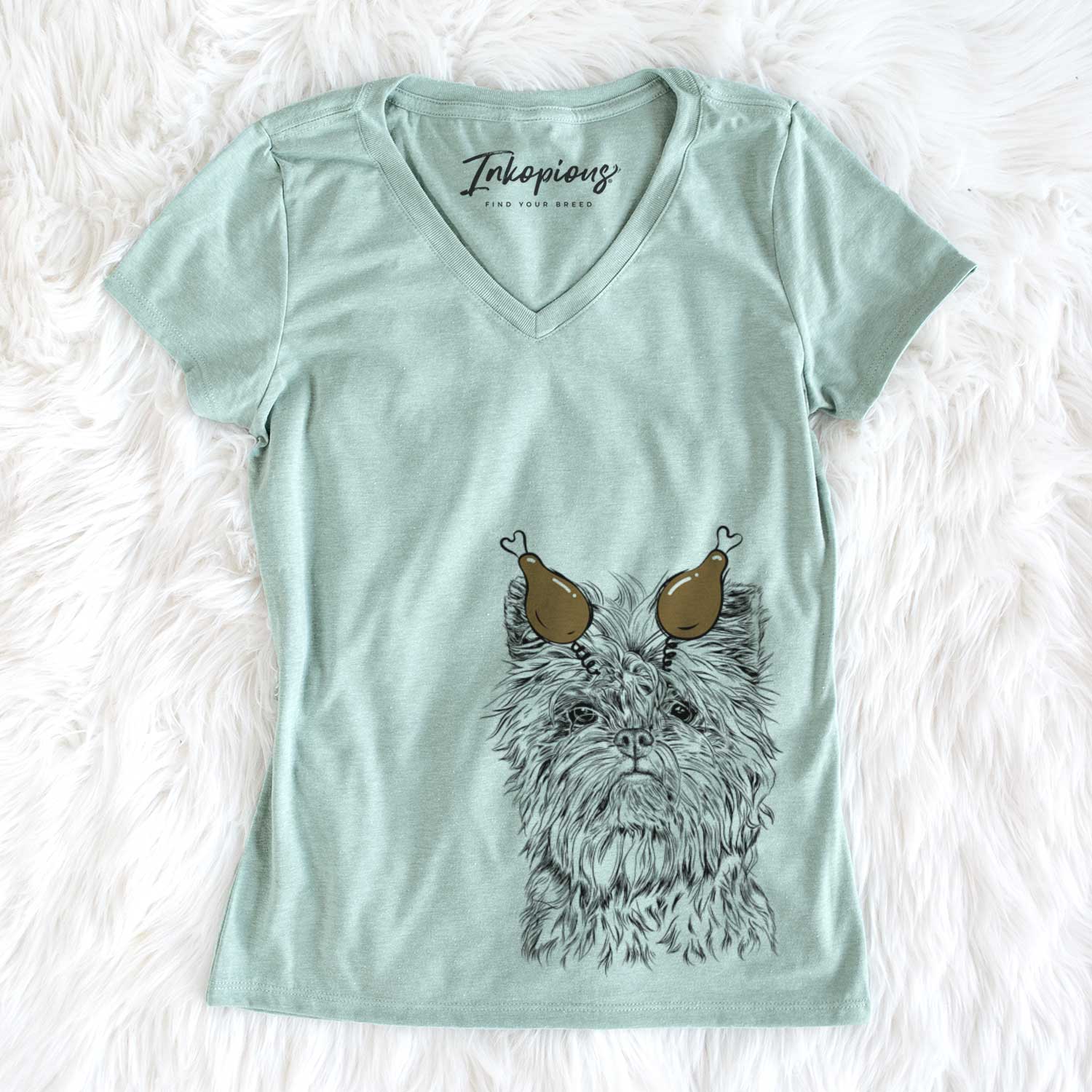 Thanksgiving Alvin the Affenpinscher - Women's V-neck Shirt