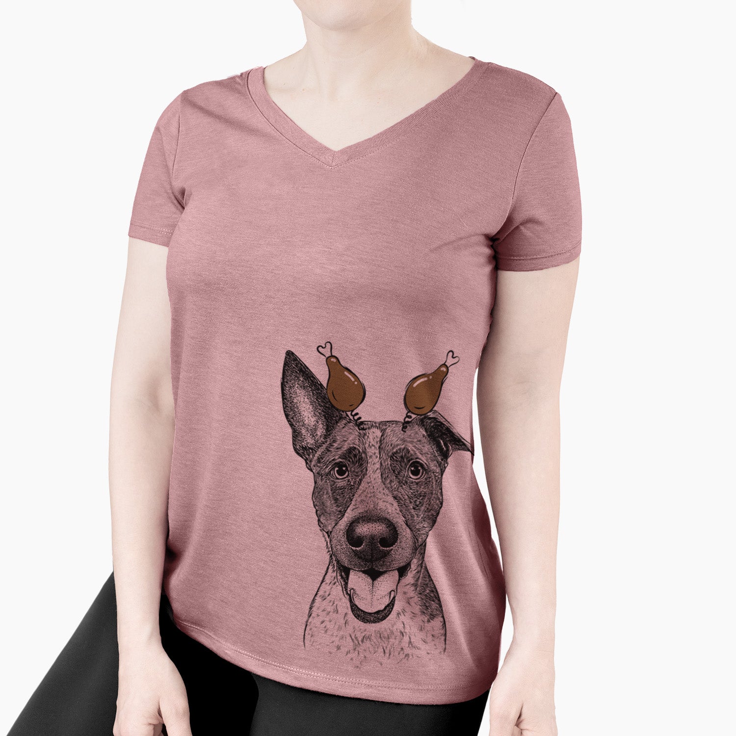 Thanksgiving Amigo the Heeler Mix - Women's Perfect V-neck Shirt