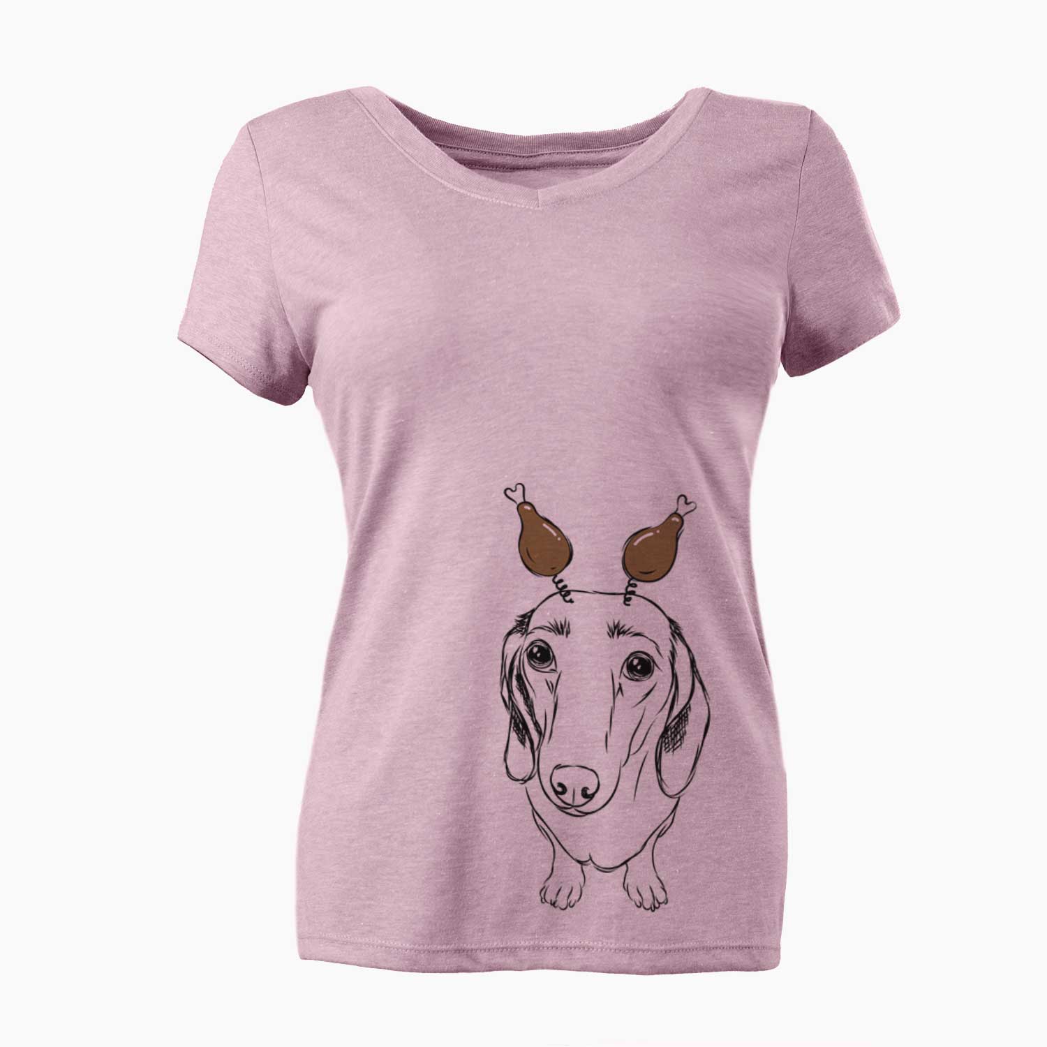 Thanksgiving Annabelle the Dachshund - Women's V-neck Shirt