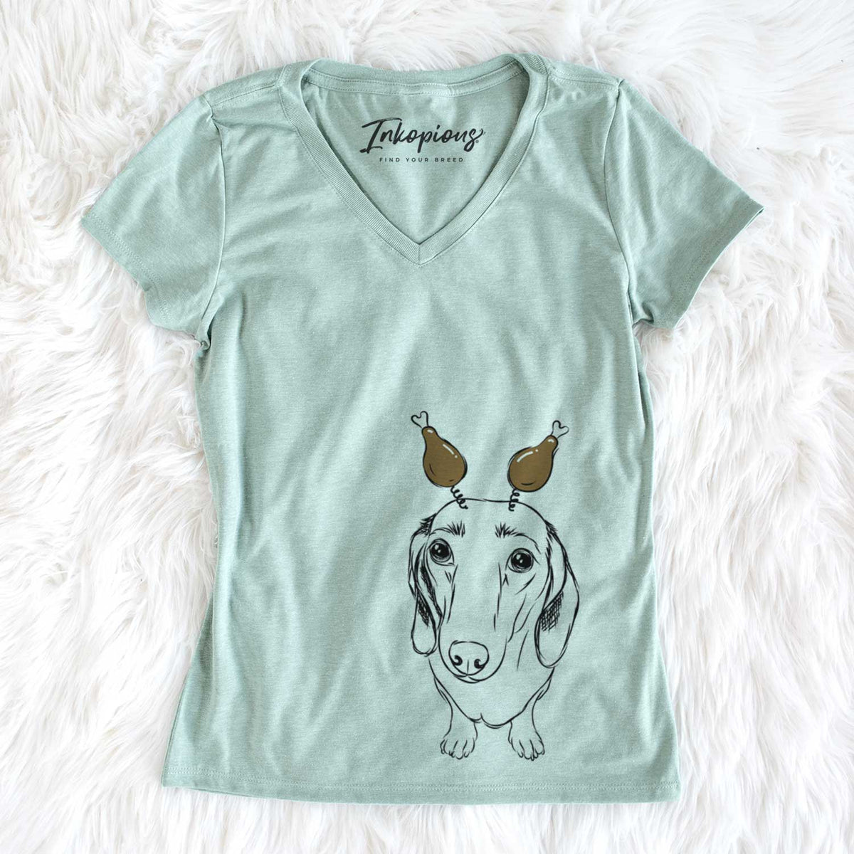 Thanksgiving Annabelle the Dachshund - Women&#39;s V-neck Shirt