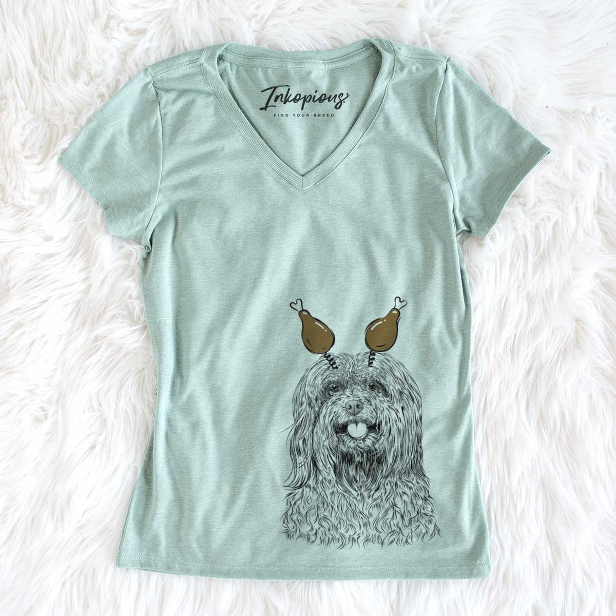 Thanksgiving Annie the Mixed Breed - Women&#39;s V-neck Shirt