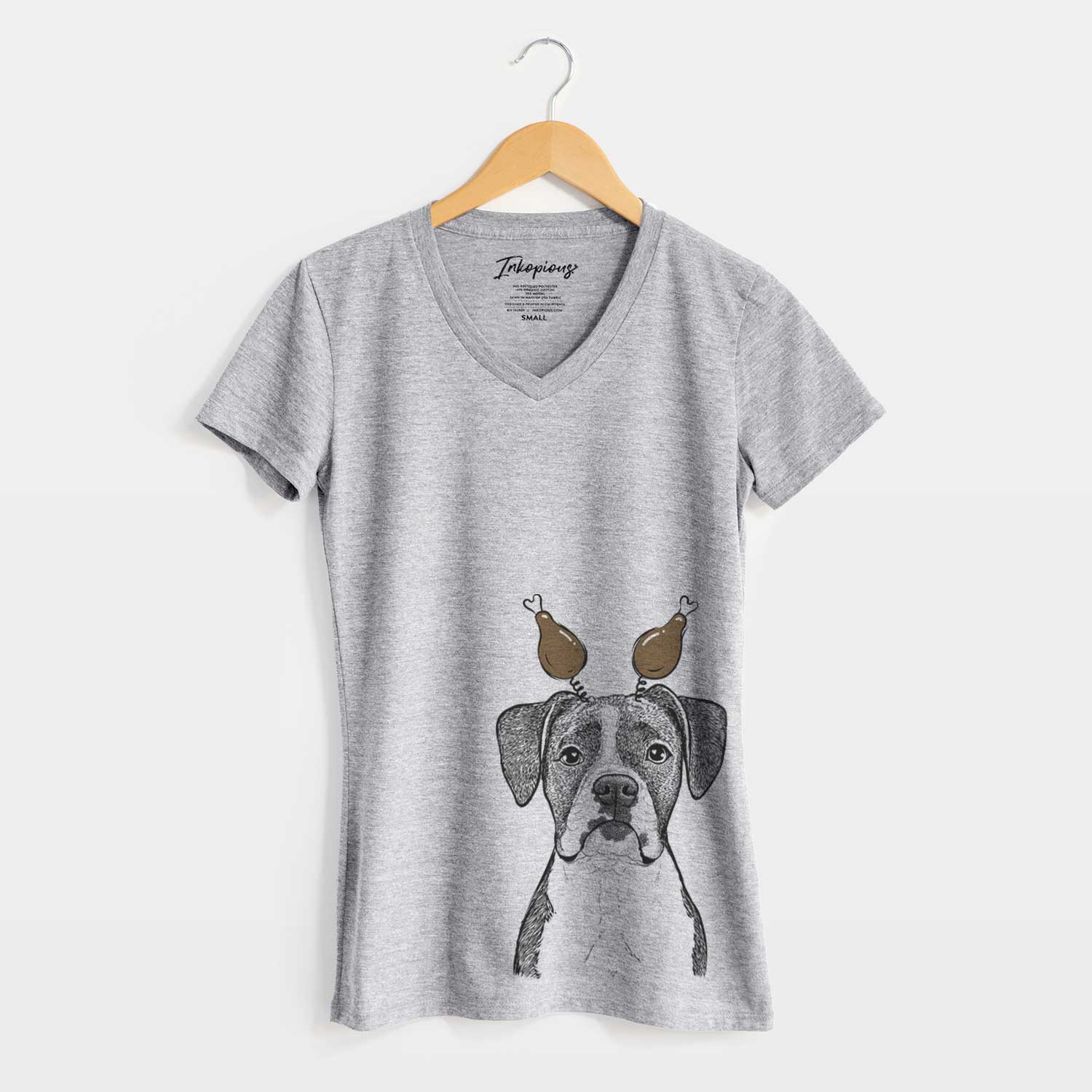 Thanksgiving Annie the Boxer - Women's V-neck Shirt