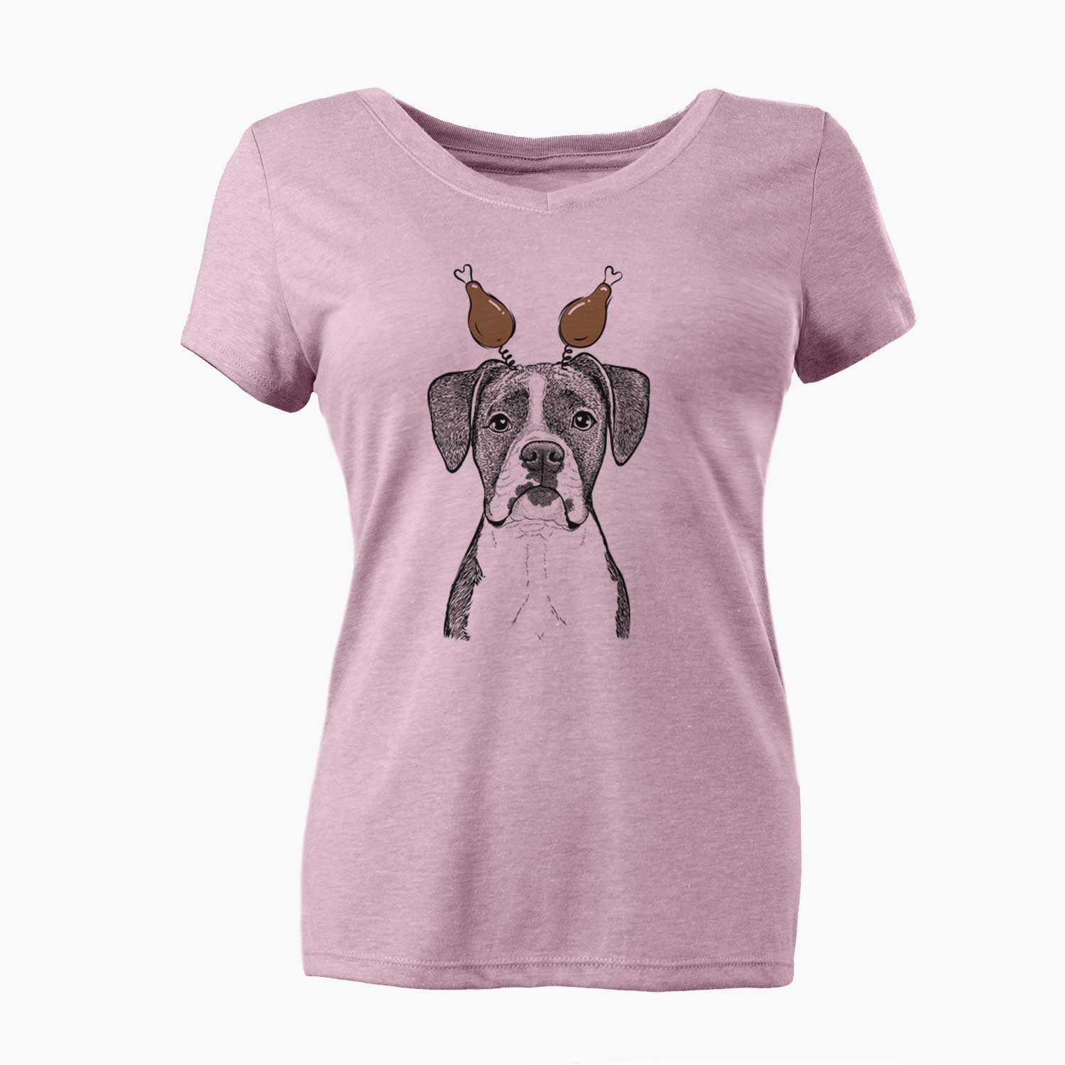 Thanksgiving Annie the Boxer - Women's V-neck Shirt