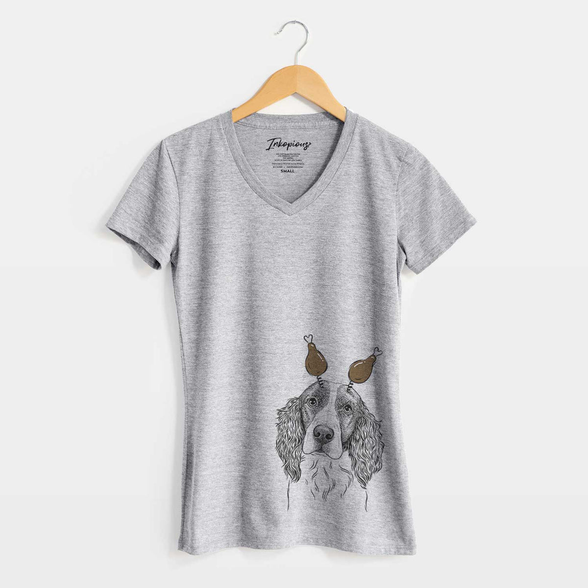 Thanksgiving Annie the English Springer Spaniel - Women's V-neck Shirt