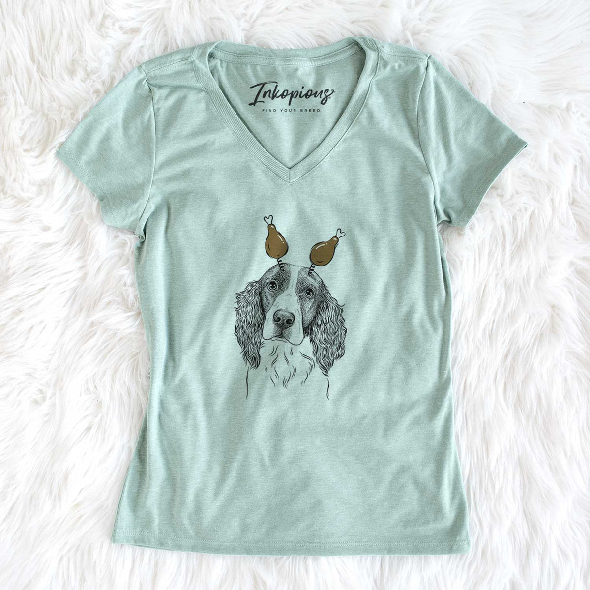 Thanksgiving Annie the English Springer Spaniel - Women's V-neck Shirt
