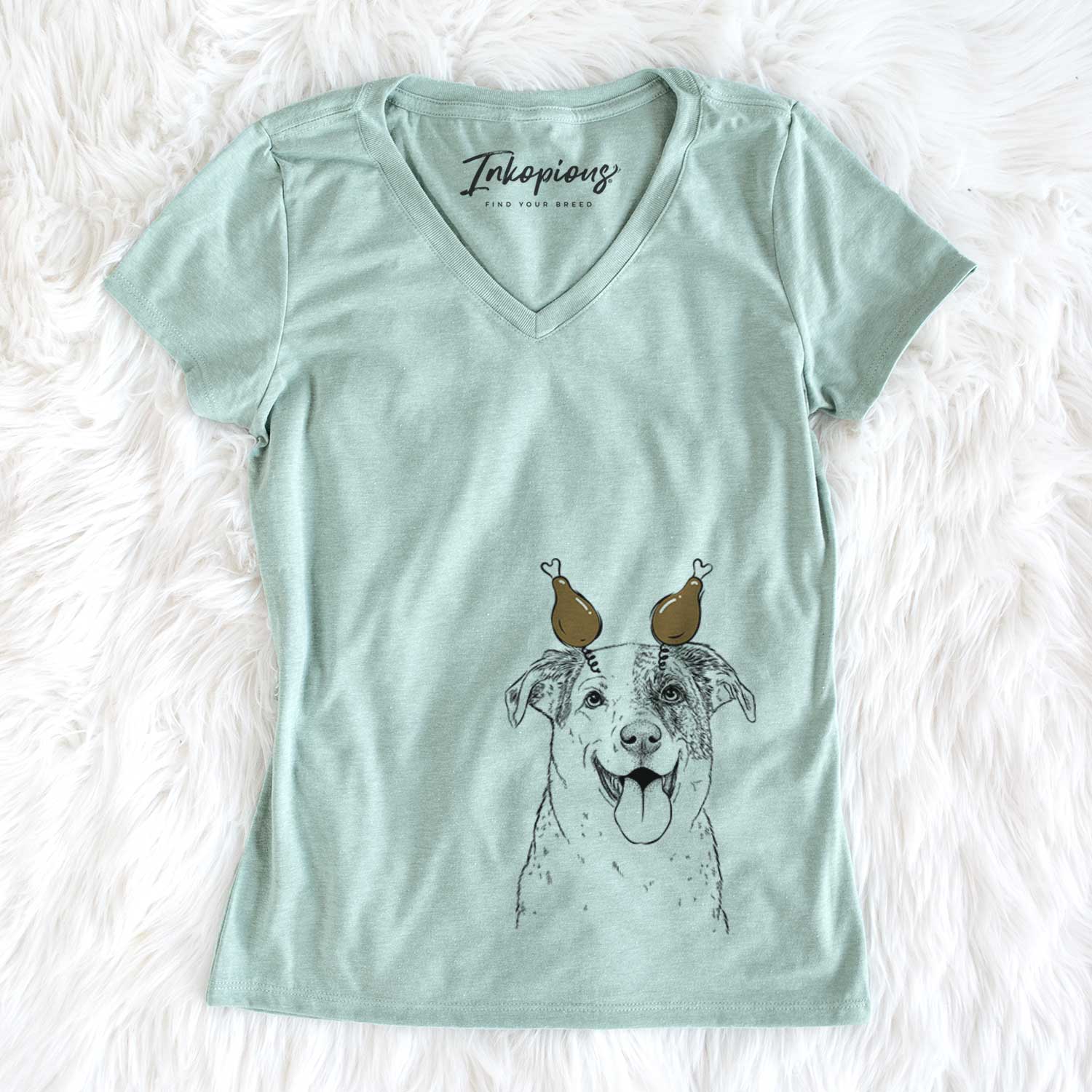Thanksgiving Archer the Shepherd Mix - Women's V-neck Shirt