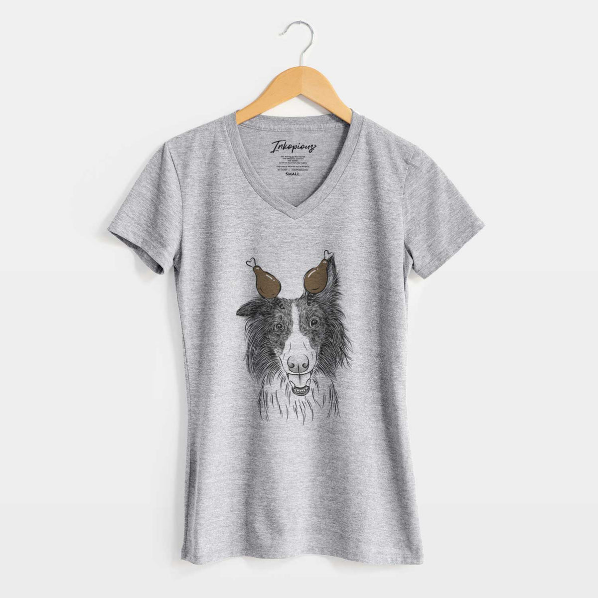 Thanksgiving Archie the Silken Windhound - Women's V-neck Shirt