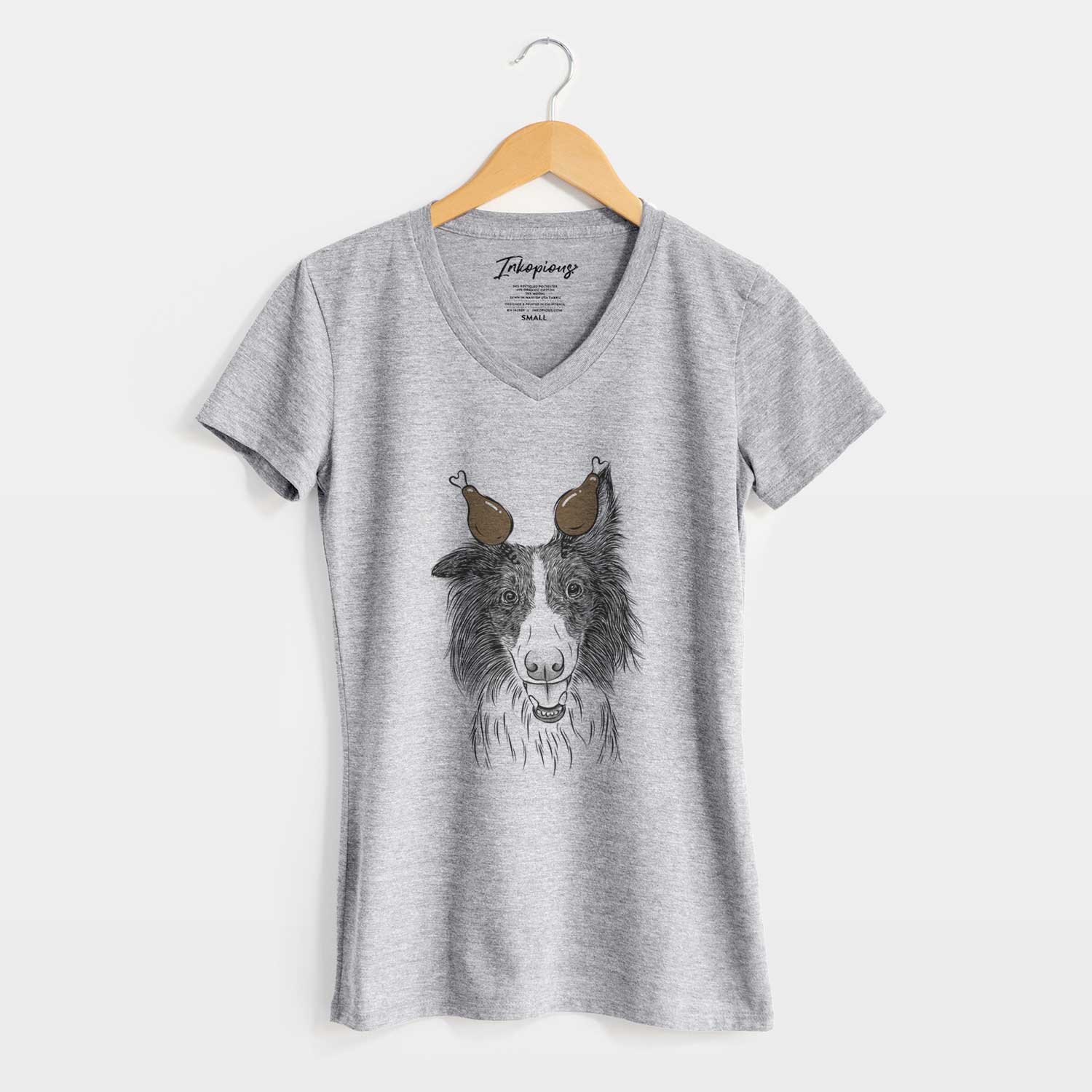 Thanksgiving Archie the Silken Windhound - Women's V-neck Shirt