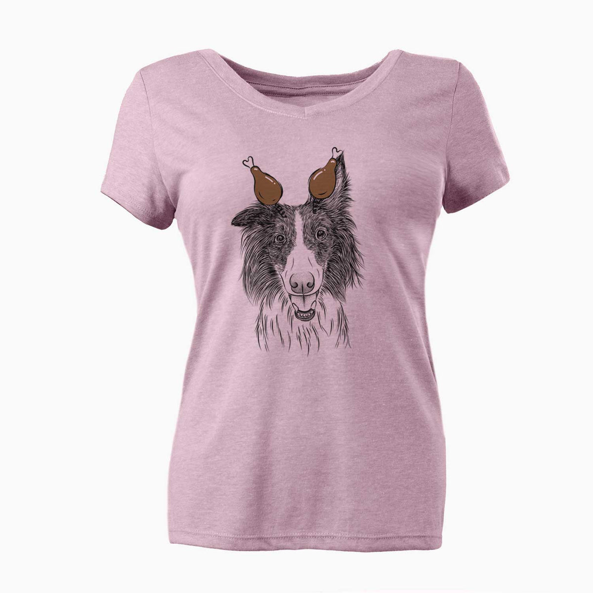 Thanksgiving Archie the Silken Windhound - Women's V-neck Shirt
