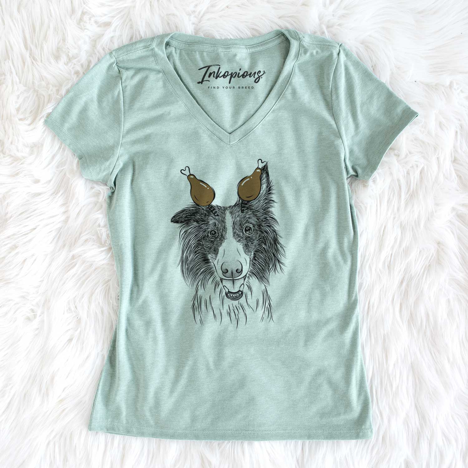 Thanksgiving Archie the Silken Windhound - Women's V-neck Shirt