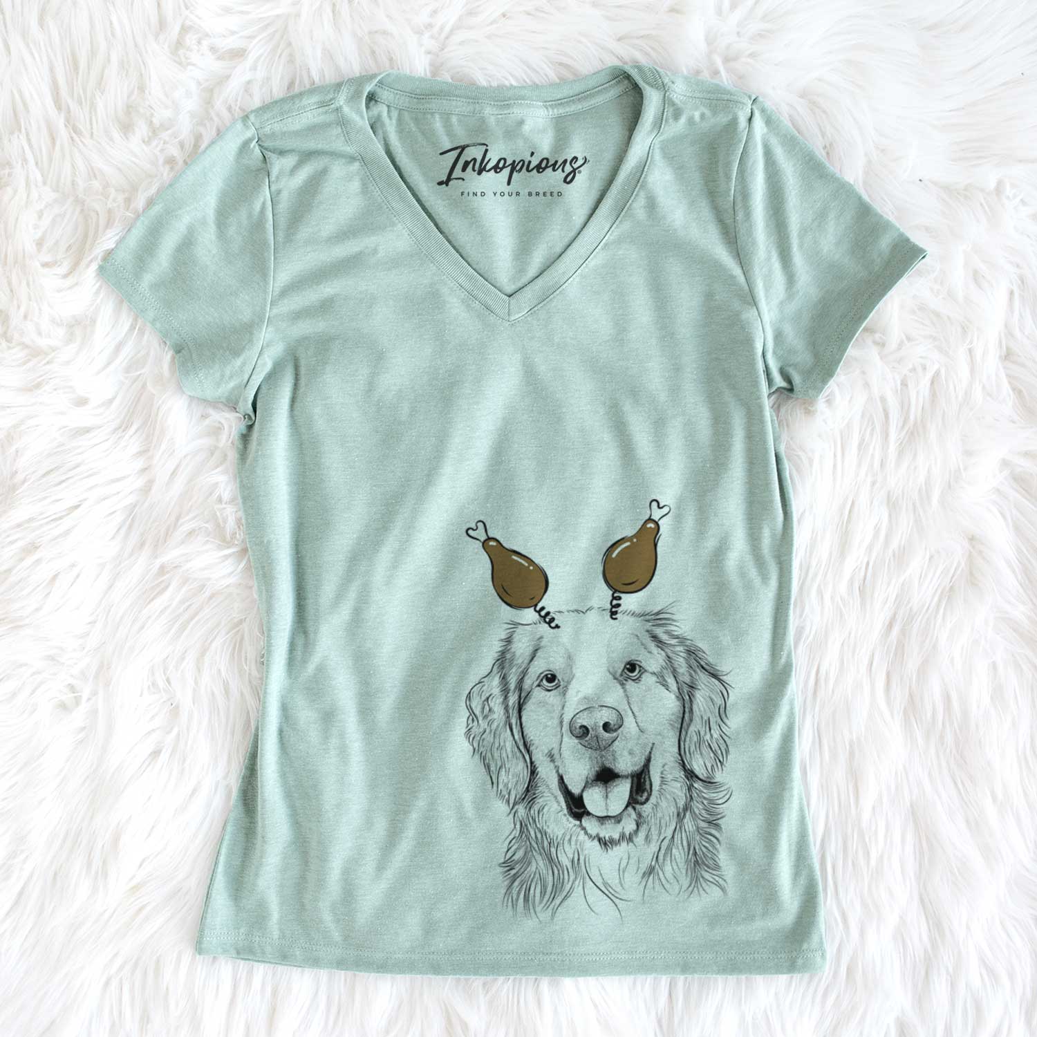 Thanksgiving Archie Benjamin the Mixed Breed - Women's V-neck Shirt