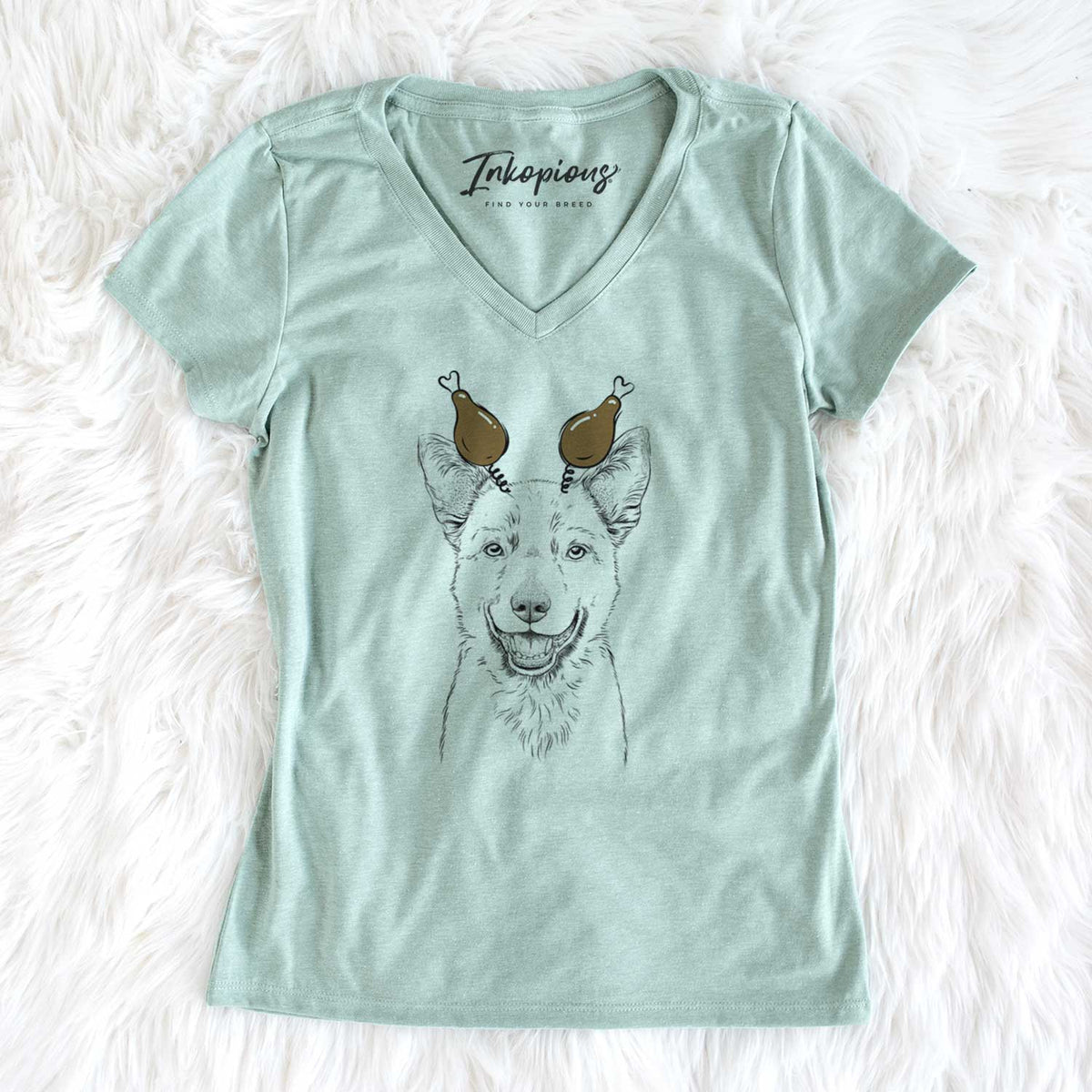 Thanksgiving Arden the Australian Kelpie - Women's V-neck Shirt