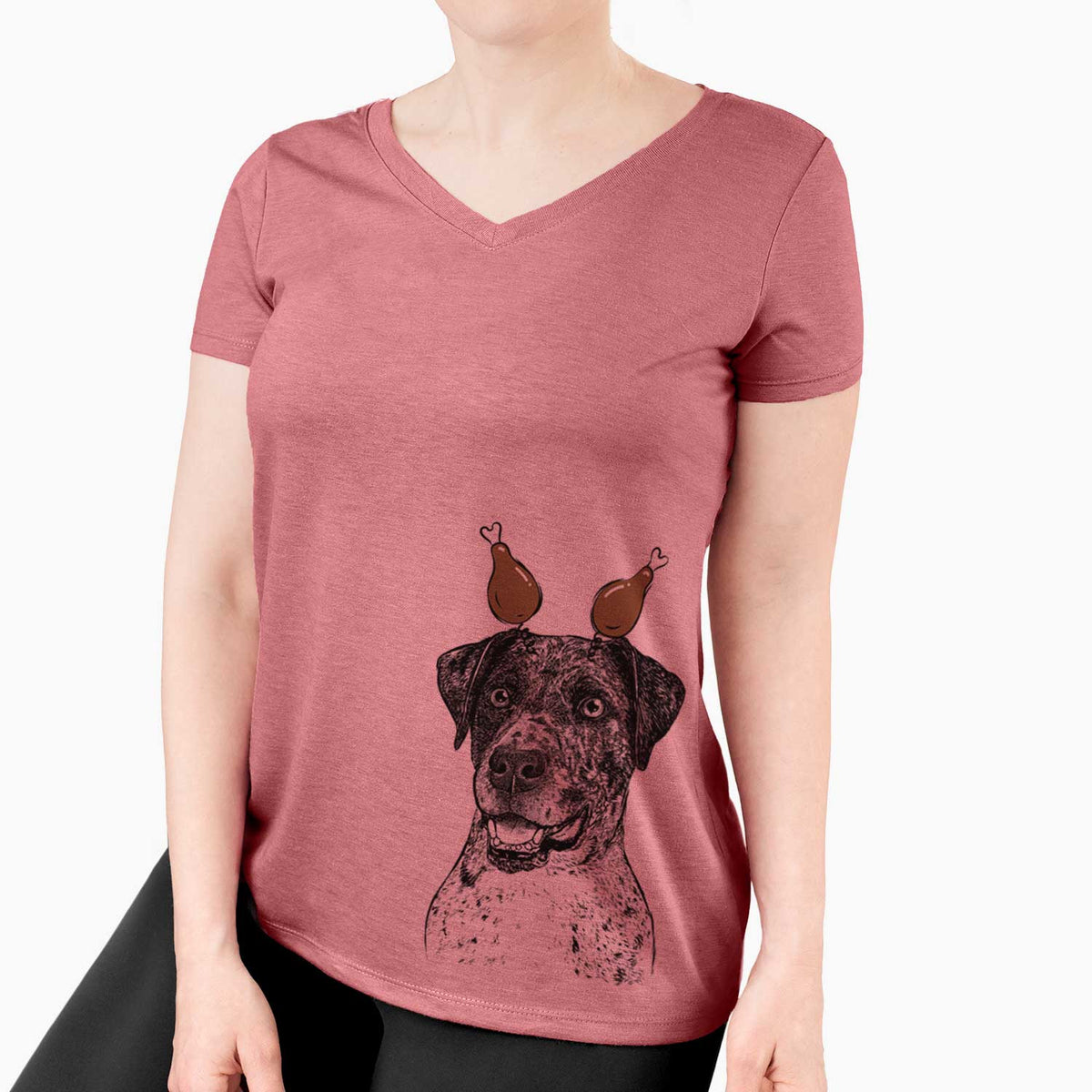 Thanksgiving Argos the Catahoula - Women's V-neck Shirt
