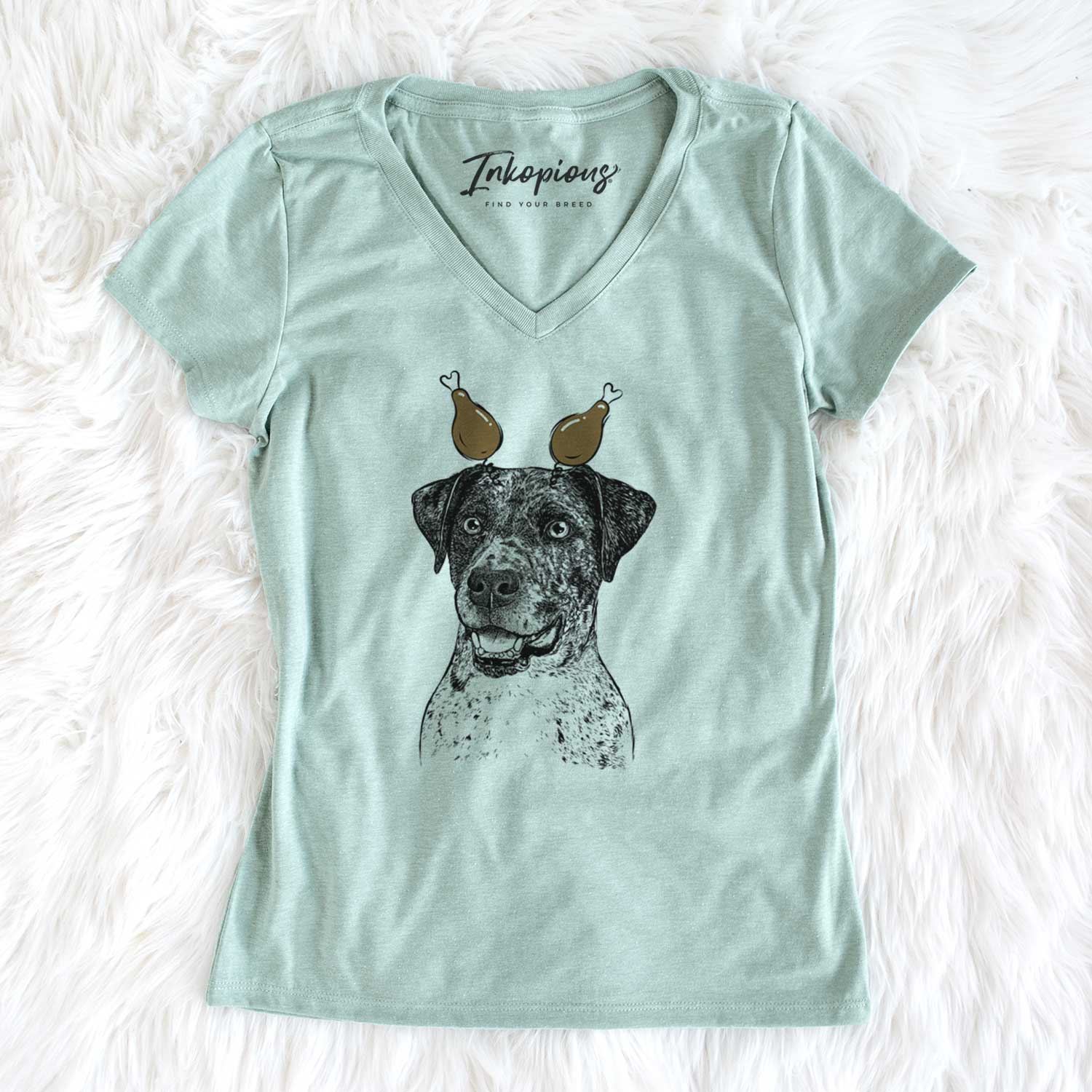 Thanksgiving Argos the Catahoula - Women's V-neck Shirt