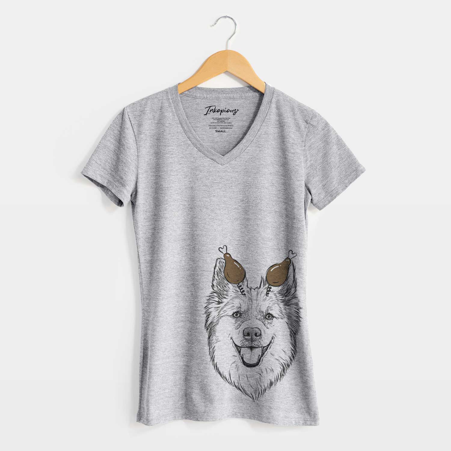 Thanksgiving Ari the Icelandic Sheepdog - Women's V-neck Shirt