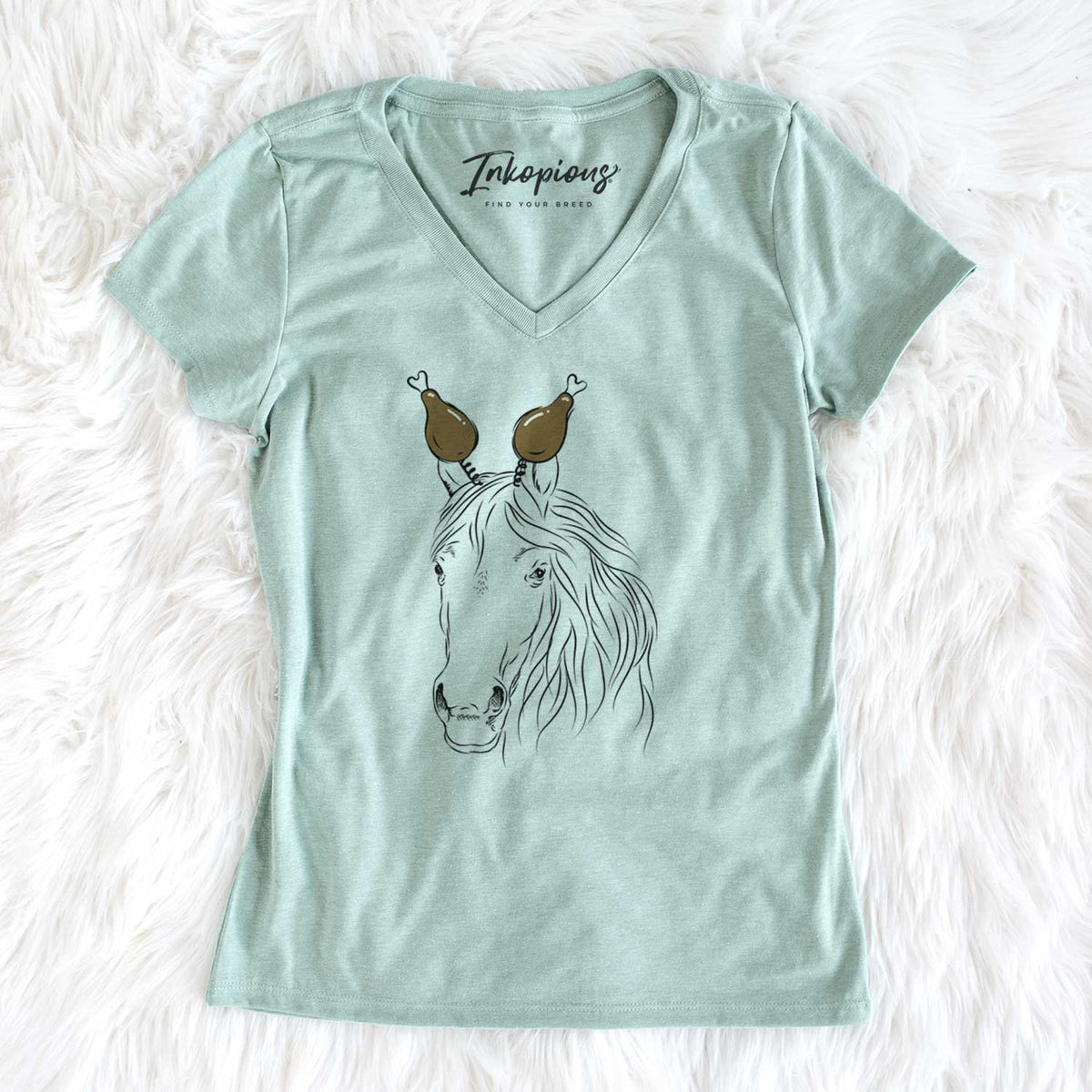 Thanksgiving Aria the Horse - Women's V-neck Shirt