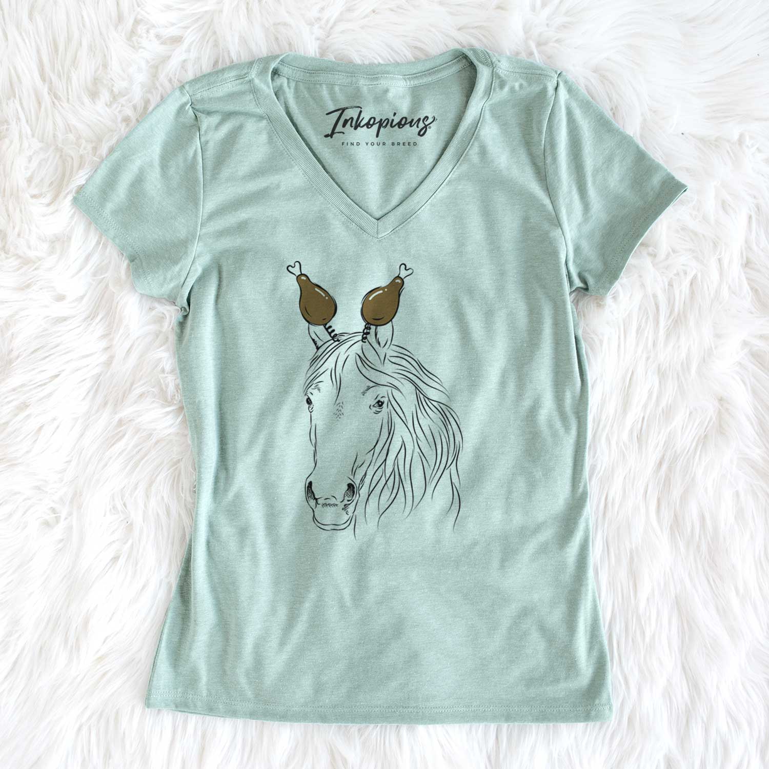 Thanksgiving Aria the Horse - Women's V-neck Shirt