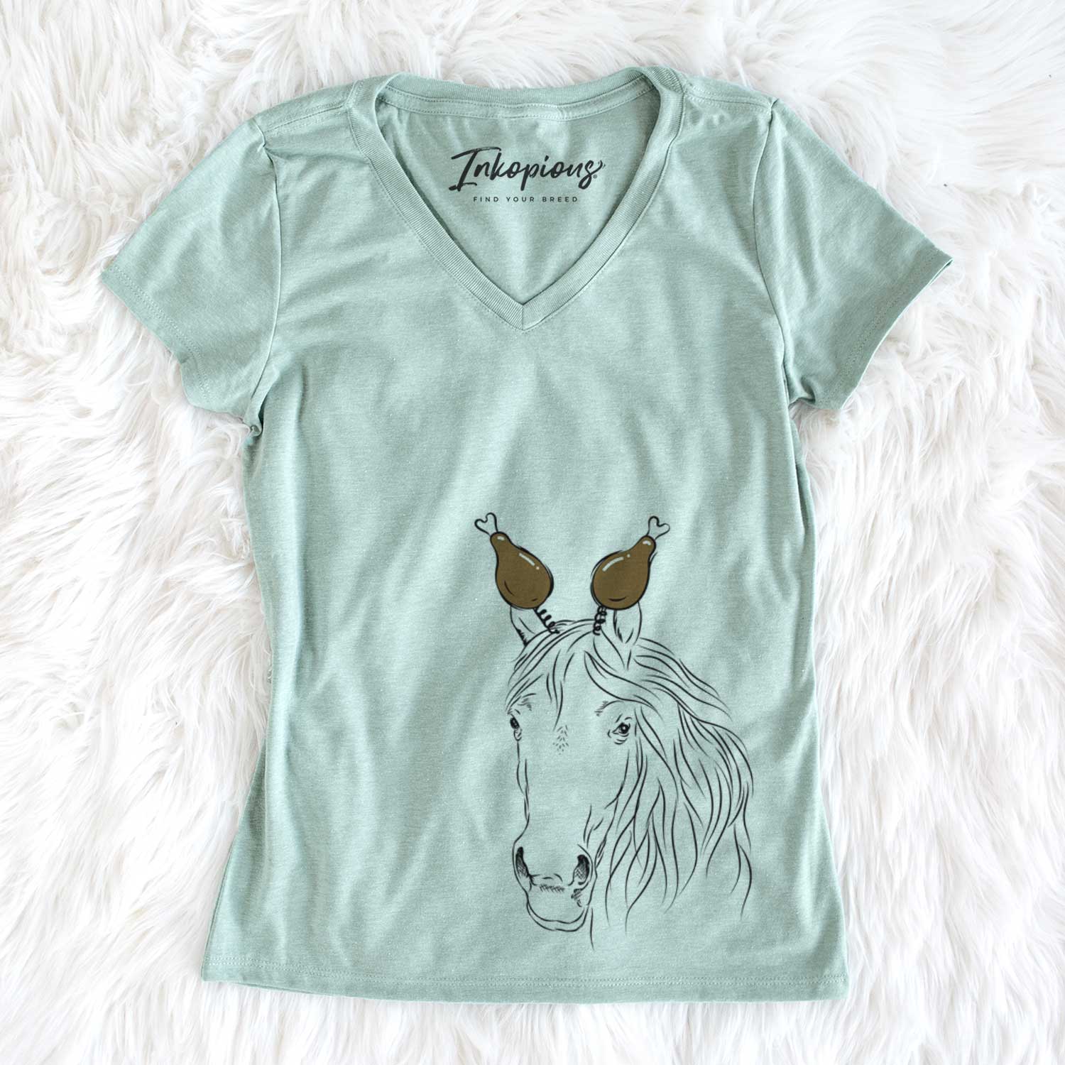 Thanksgiving Aria the Horse - Women's V-neck Shirt