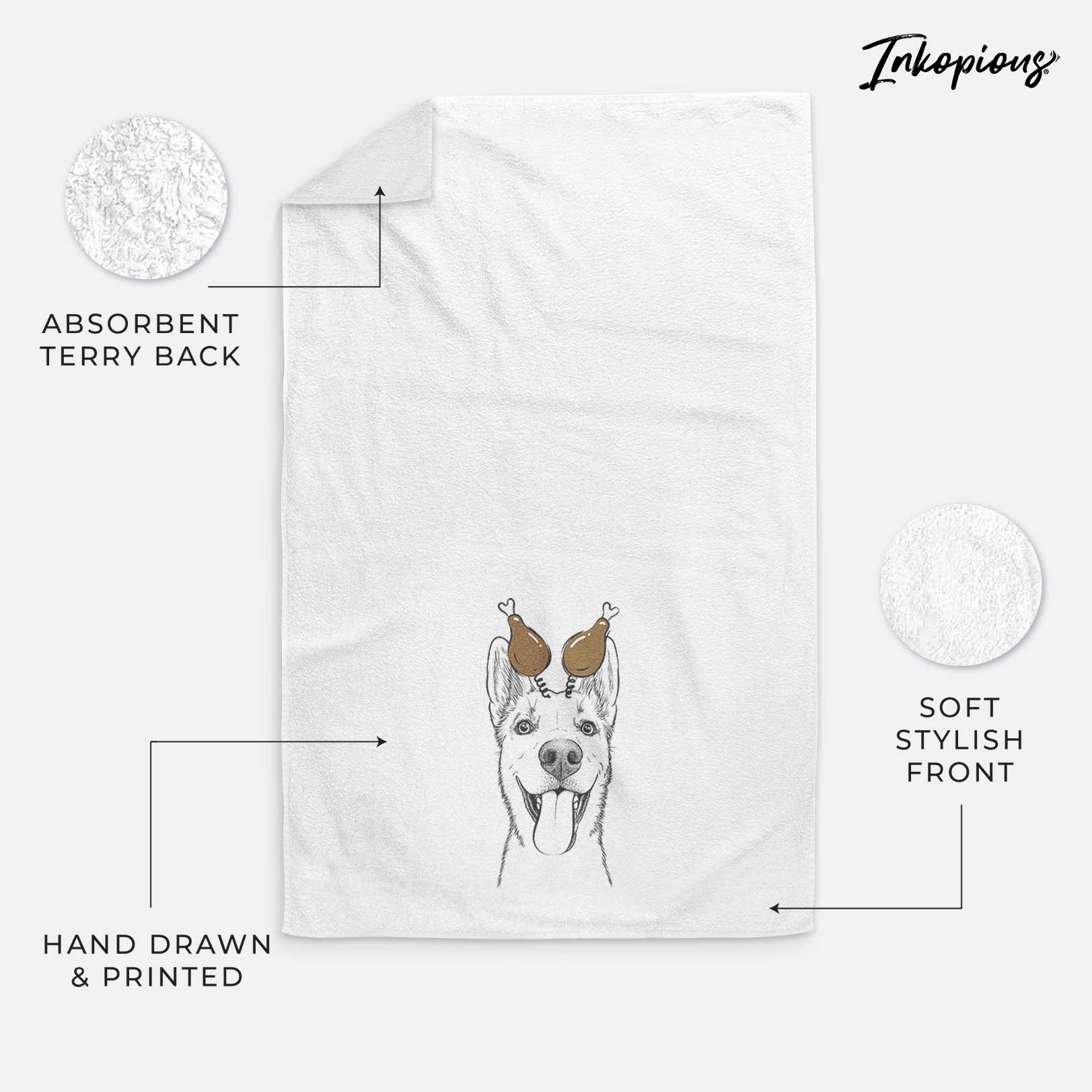 Arlo the Husky Shepherd Mix Decorative Hand Towel