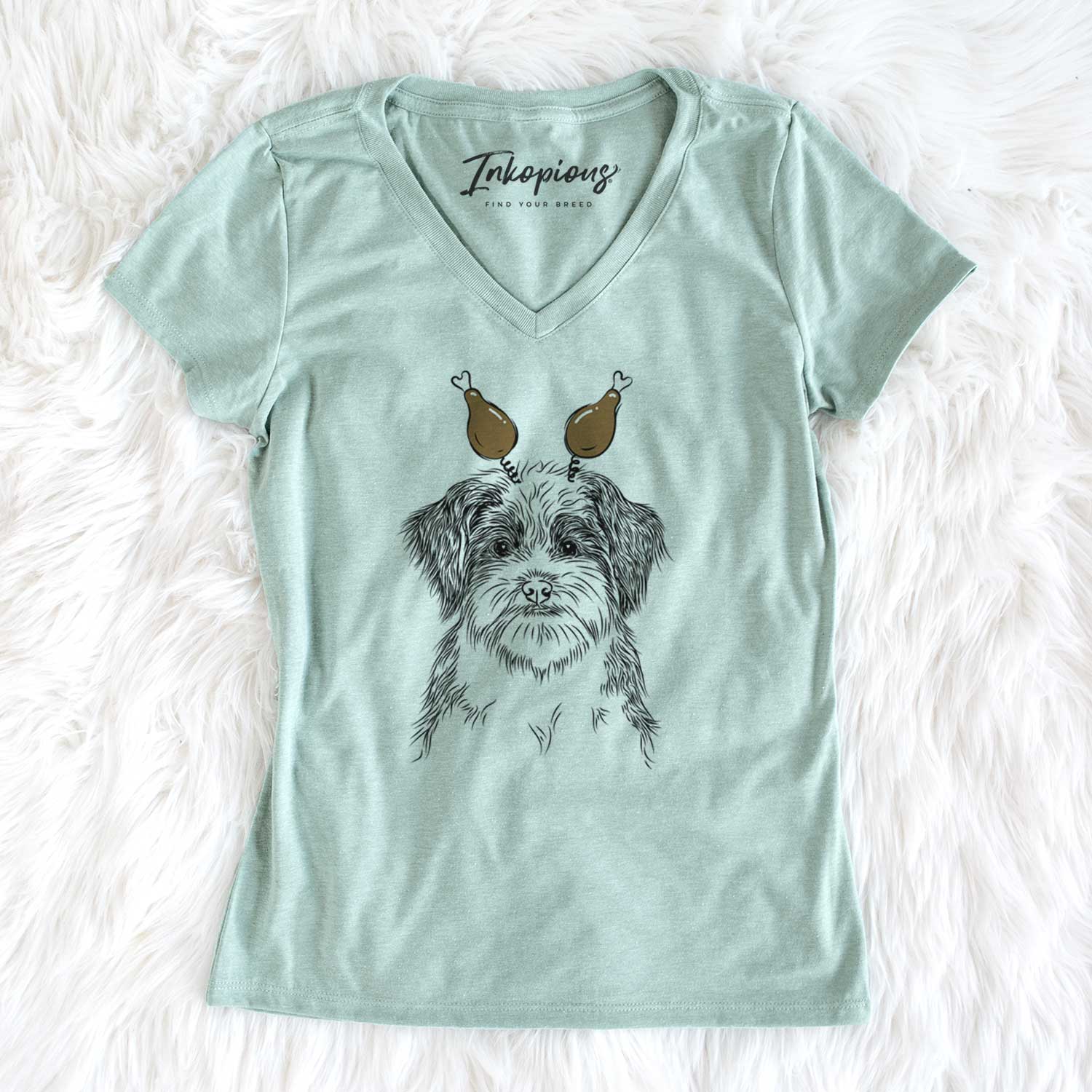 Thanksgiving Asa the Havanese - Women's V-neck Shirt