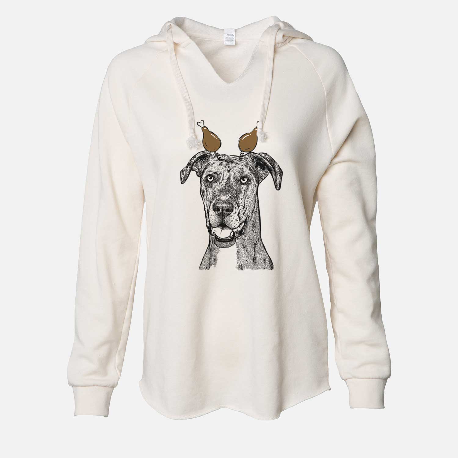 Thanksgiving Athena the Merle Great Dane - Cali Wave Hooded Sweatshirt