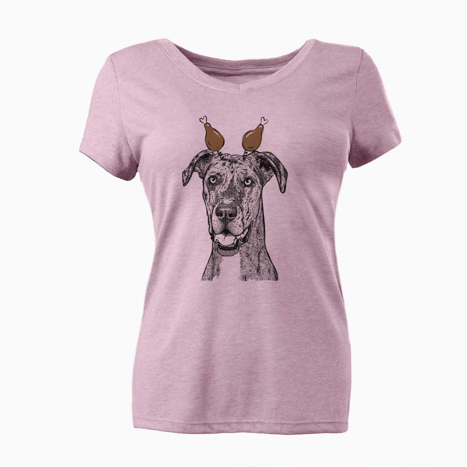 Thanksgiving Athena the Merle Great Dane - Women's V-neck Shirt