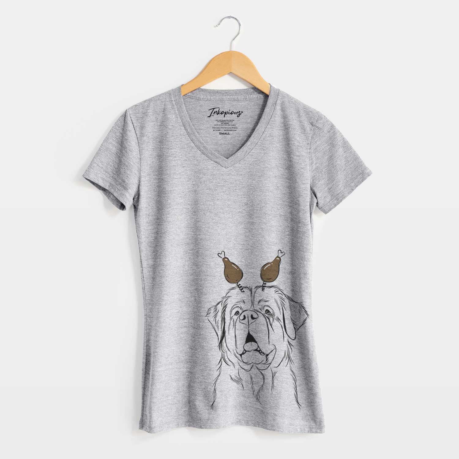 Thanksgiving Atlas the Saint Bernard - Women's V-neck Shirt